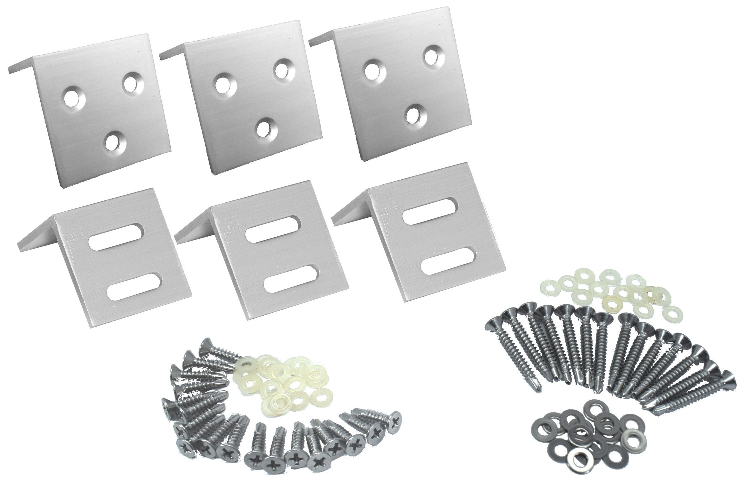 WPC Profi Zaun 6er L-Winkelset Alu Zaunbefestigung Schrauben für Zaunpfosten, (Befestigungsset, mit Schrauben)
