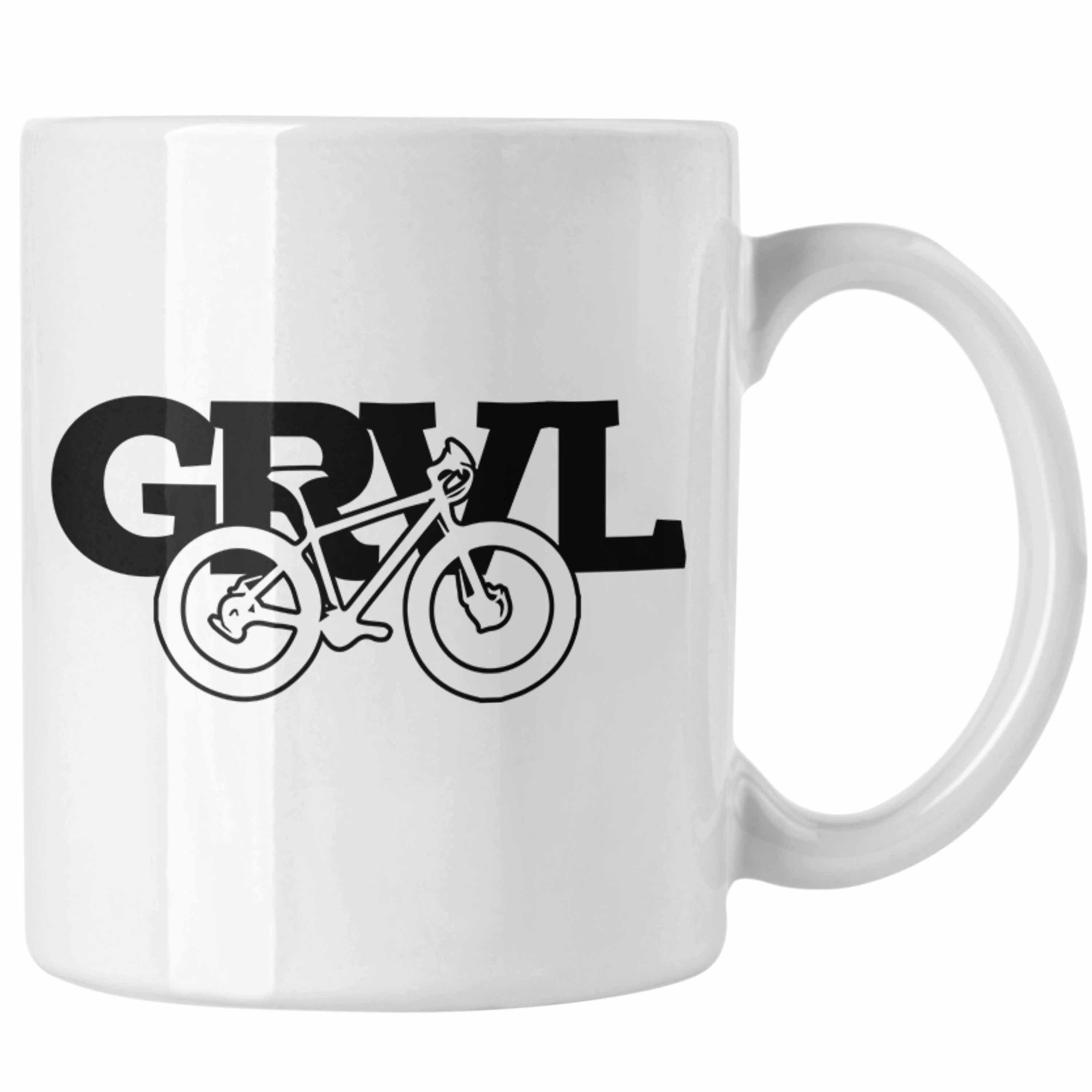 Geschenk Weiss GRVL Mountainbiker Tasse Mountainbike-Enthusiasten Trendation für Tasse MTB