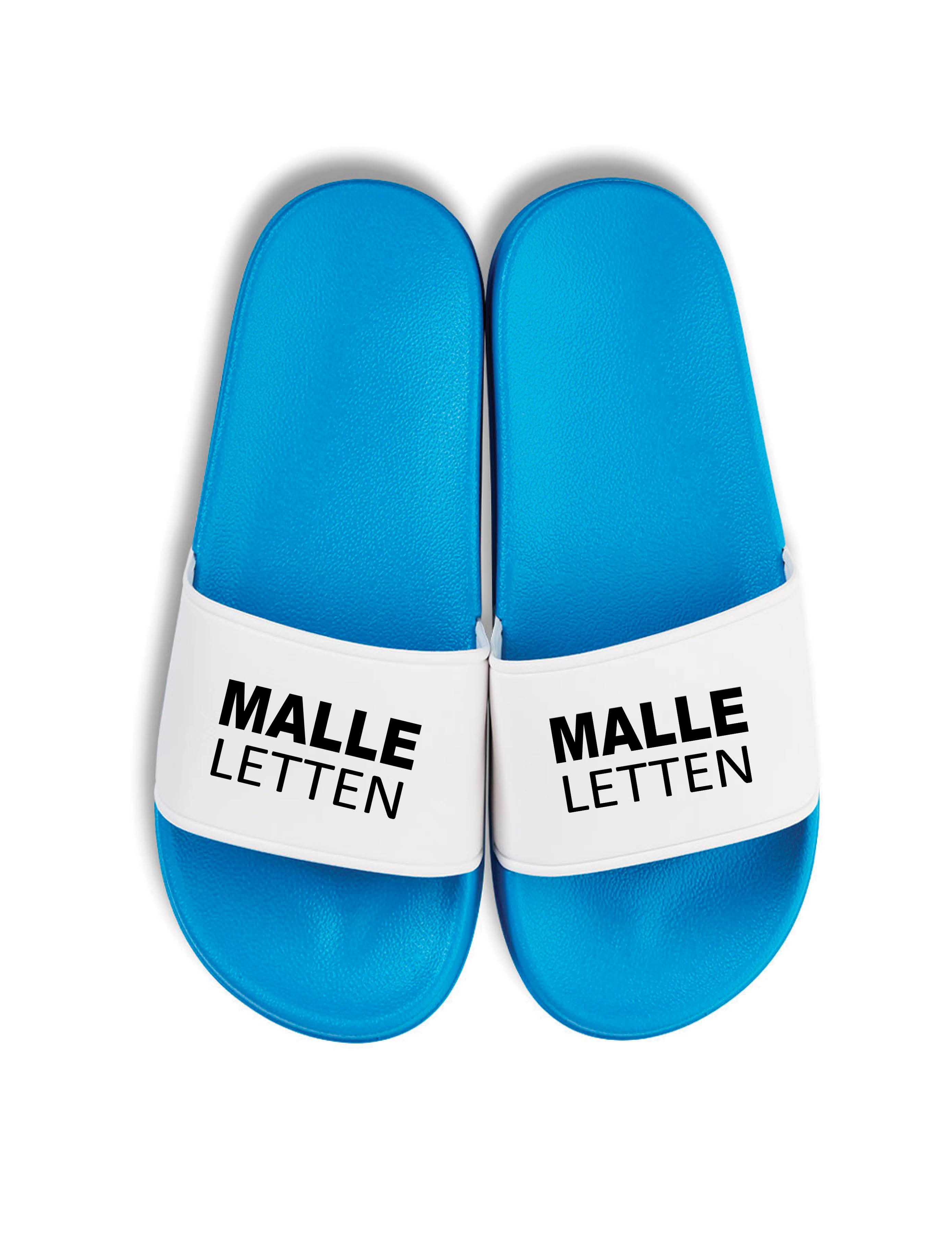 Youth Designz Herren Damen Badelatschen "Malle Letten" Fun-Print lustig Geschenk Badeschuh mit witzigen Aufdruck für Männer und Frauen um ein Statement zu setzen