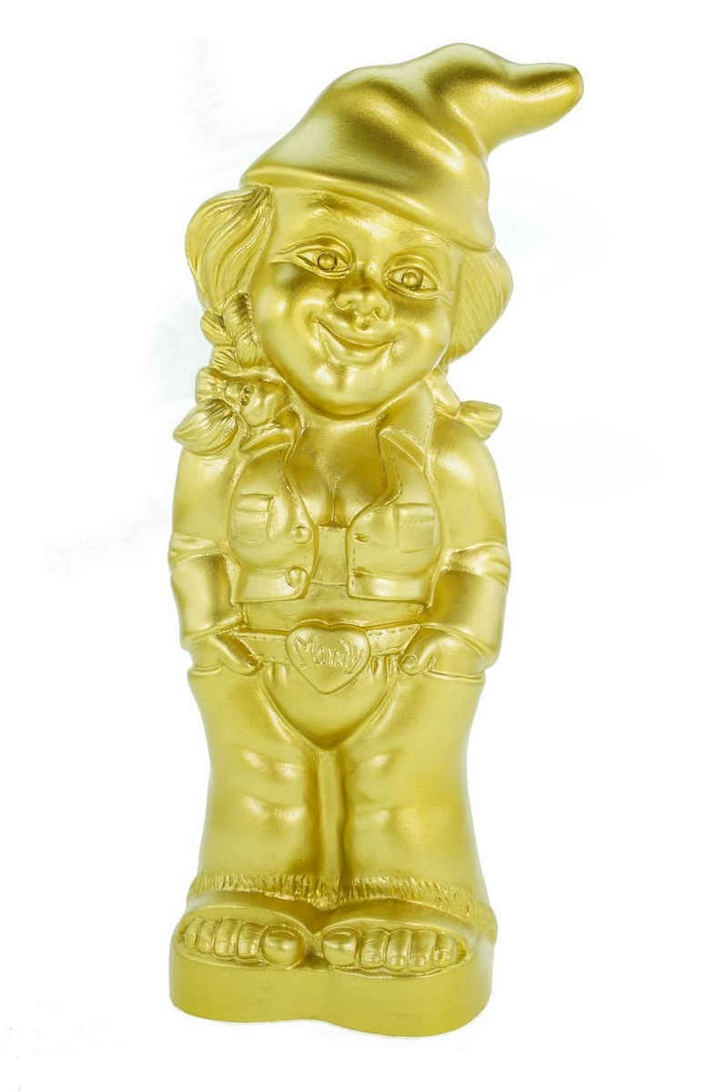 Kremers Schatzkiste Gartenzwerg »Gartenzwerg Zwergenfrau Mandy Gold Edition 34 cm PVC Zwerg Garten Zwerg Figur«