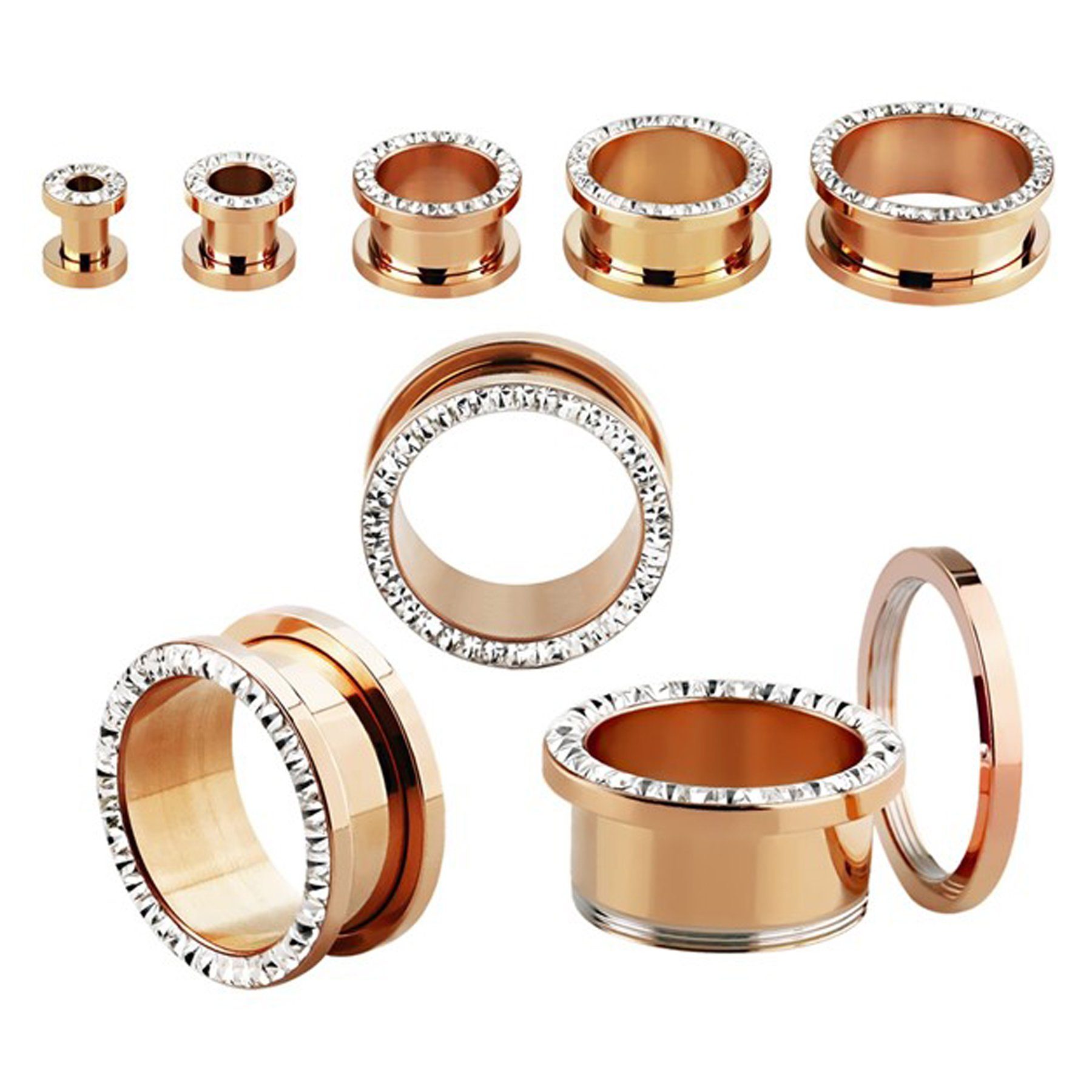 Adelia´s Dehnschnecke Piercing Ohrpiercing, Flesh Tunnel PVD Rosè Gold beschichtet