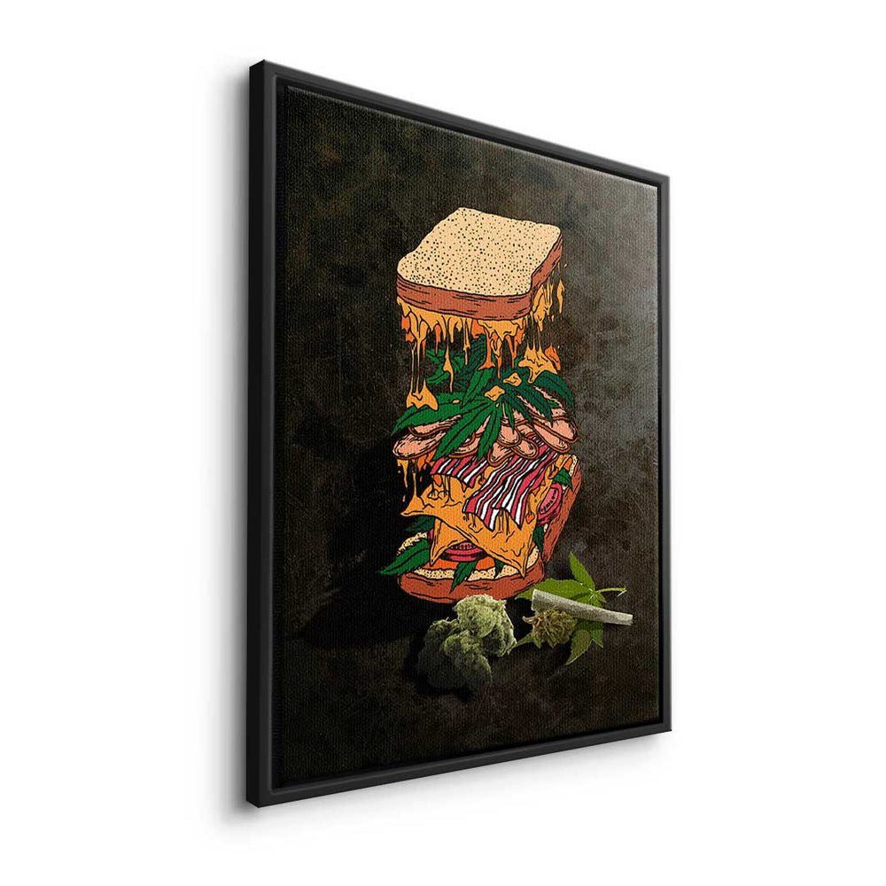 DOTCOMCANVAS® Art Leinwandbild, - Mindset Cannabis - Leinwandbild - Rahmen - Pop Sandwich Premium weißer Motiva