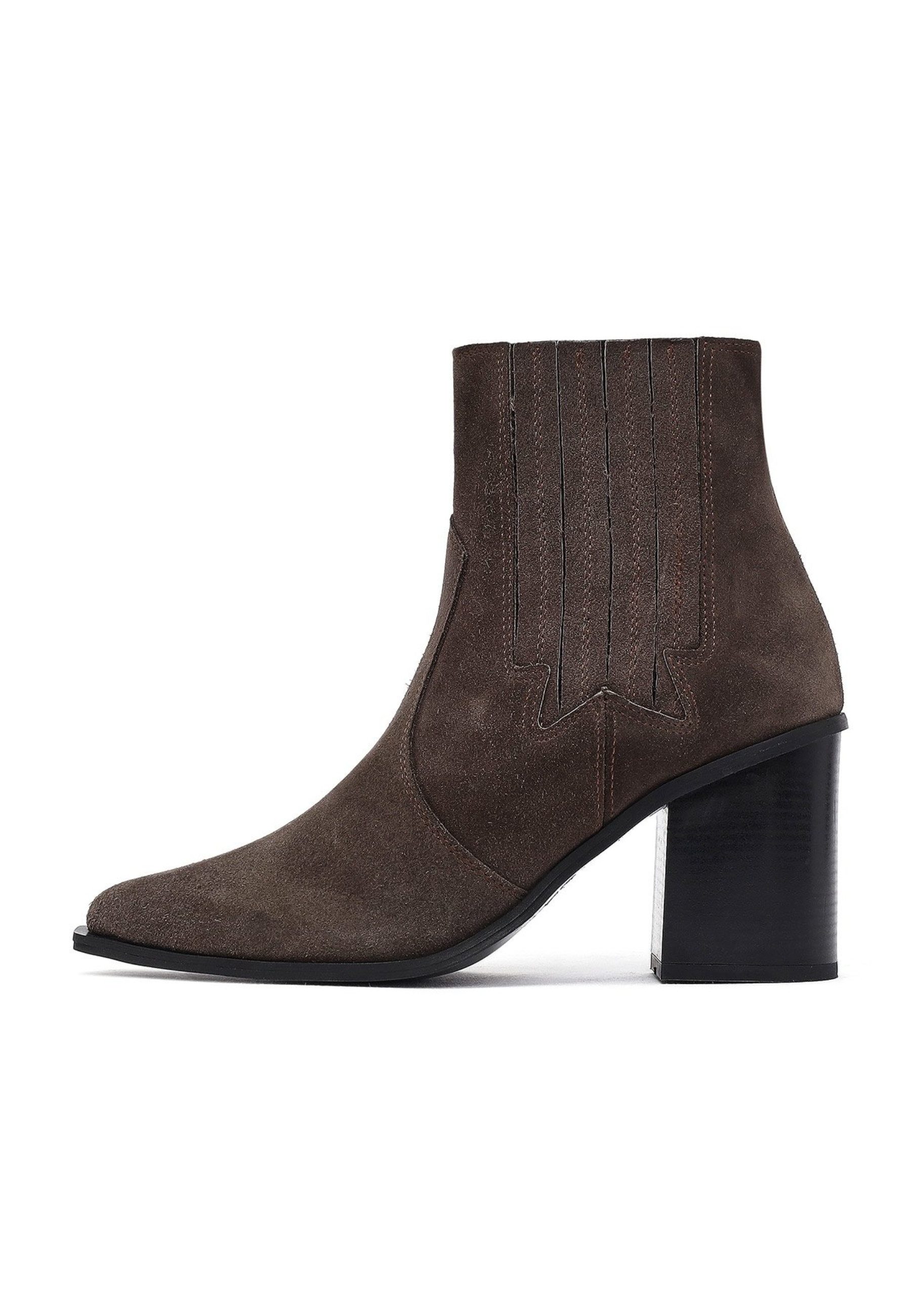 Derimod Cowboy-Stiefel aus Veloursleder Cowboy Boots Kunstlederfutter, Absatz 4 cm