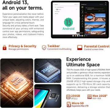 TECLAST T50 Pro 2024 16GB RAM MTK G99 Octa-Core CPU Tablet (11", 256 GB, Android 13, Mit den besten und erstaunlichsten Funktionen, attraktivem Design)