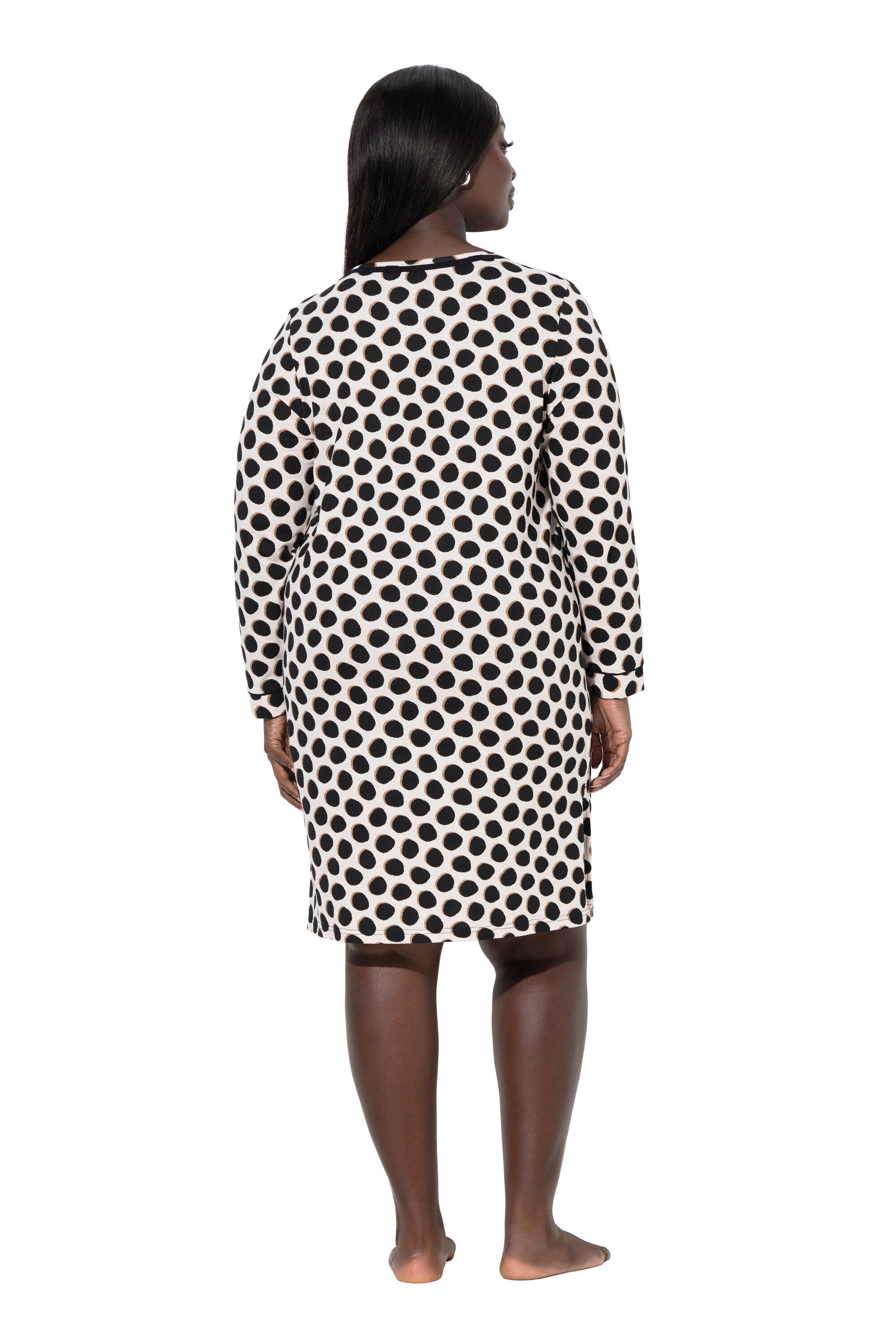 Ulla Popken Bigshirt Bigshirts 2er-Pack uni/Punkte Rundhals Langarm