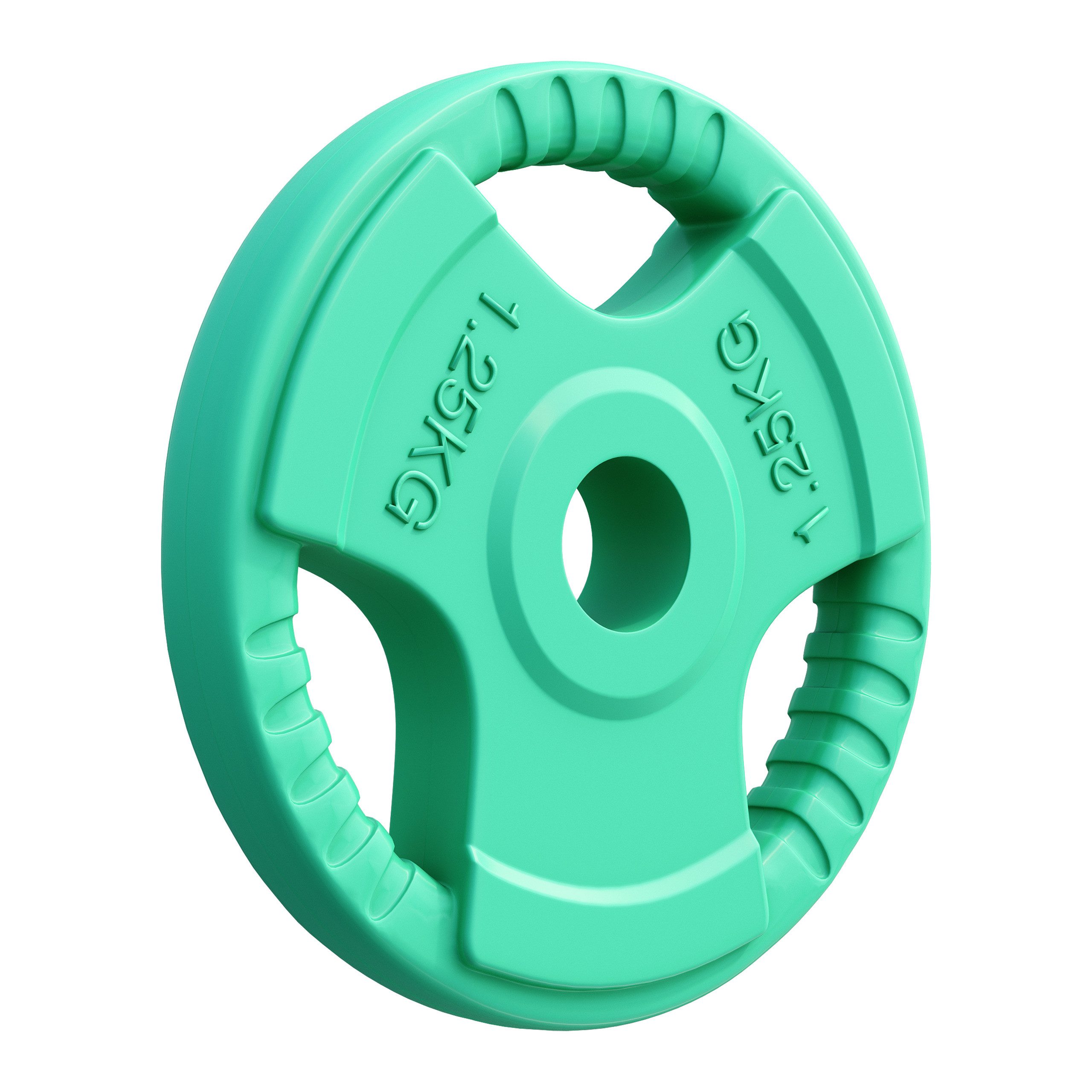 GORILLA SPORTS Hantelscheiben Einzeln/Set, 30mm, aus Gusseisen mit Gummi Gripper, Farbwahl, Gewichtsscheiben, Scheiben