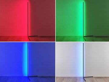 meineWunschleuchte LED Stehlampe, Farbwechsel, LED fest integriert, coole-s 2er Set schmal-e indirekte Beleuchtung Wohnzimmer Ecke H 141cm