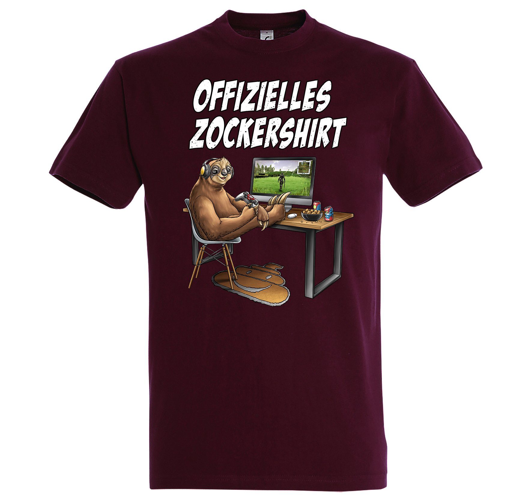 Youth Designz T-Shirt Herren Offizielles Zockershirt mit lustigem Gaming Frontprint Burgund
