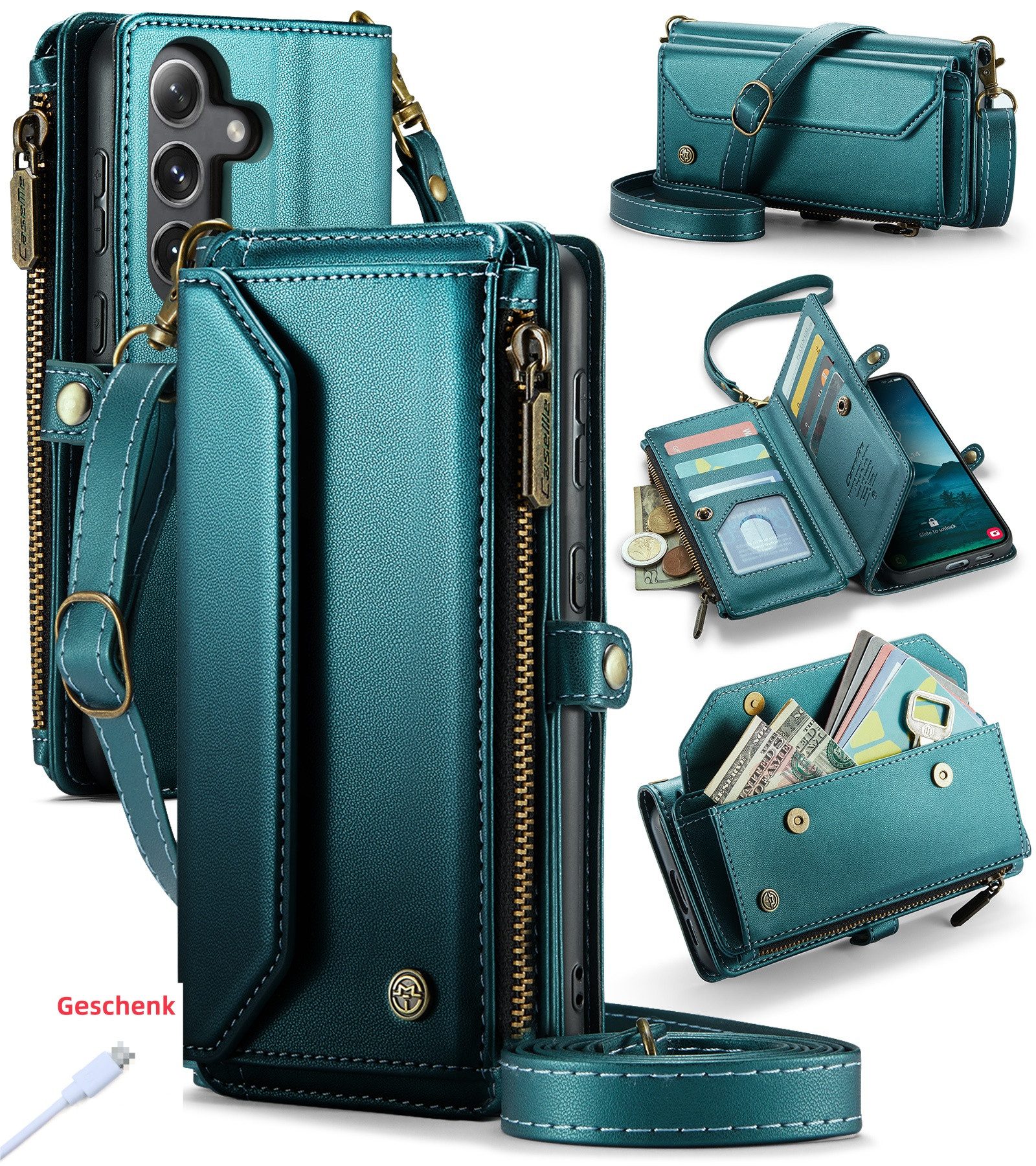 trends for living Handyhülle Magsafe Schultergur Leder Hülle für Samsung S21 FE Ultra Plus Cover