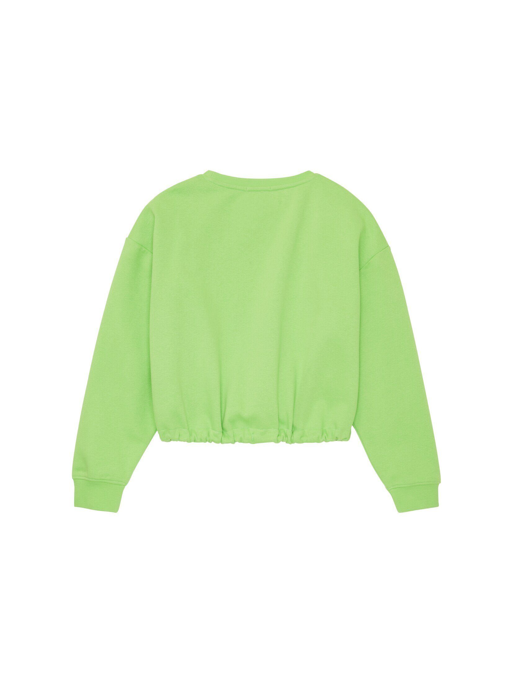 TOM TAILOR green Print lime Sweatshirt Cropped mit Sweatjacke liquid
