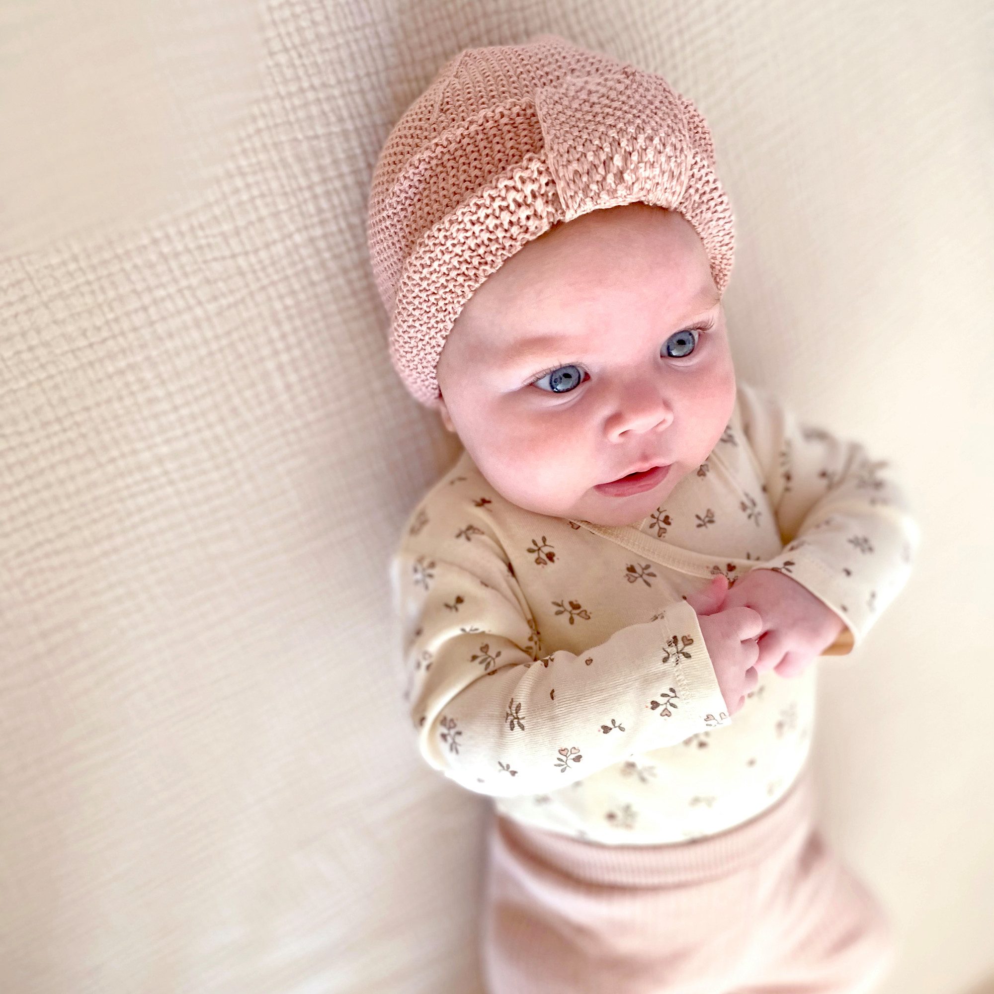 Nordic Coast Company Strickmütze (2-er Set) Baby Turban für Neugeborene - 100% Baumwolle - Natur Weiß