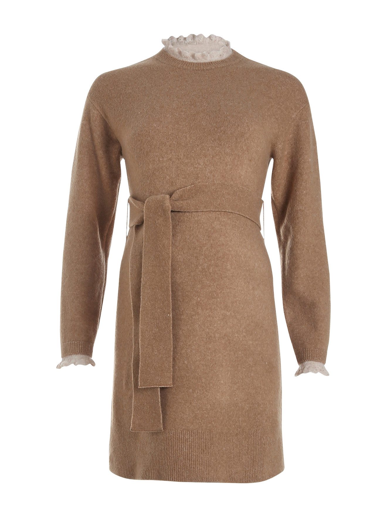 vertbaudet Umstandskleid Umstands-Strickkleid mit Bindegürtel und Rüschen