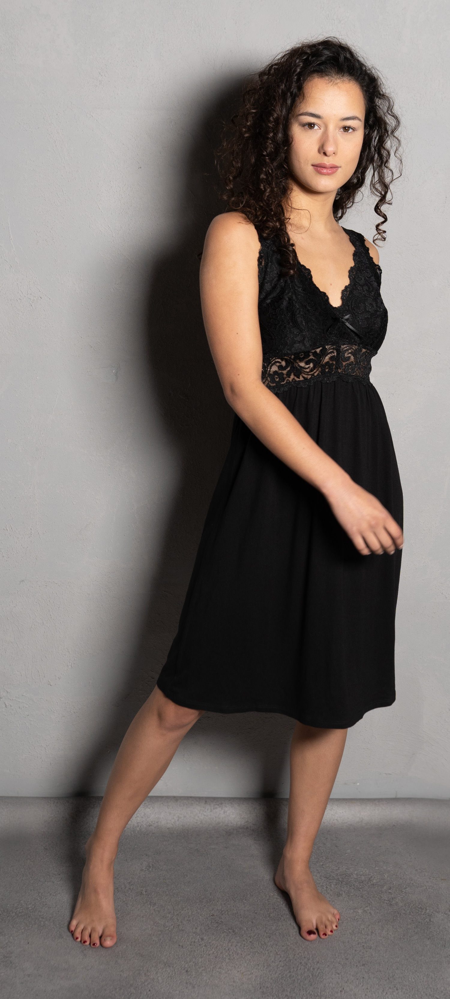 By Louise Nachthemd Damen Schlafshirt mit Spitze Negligee (1-tlg) edles Design