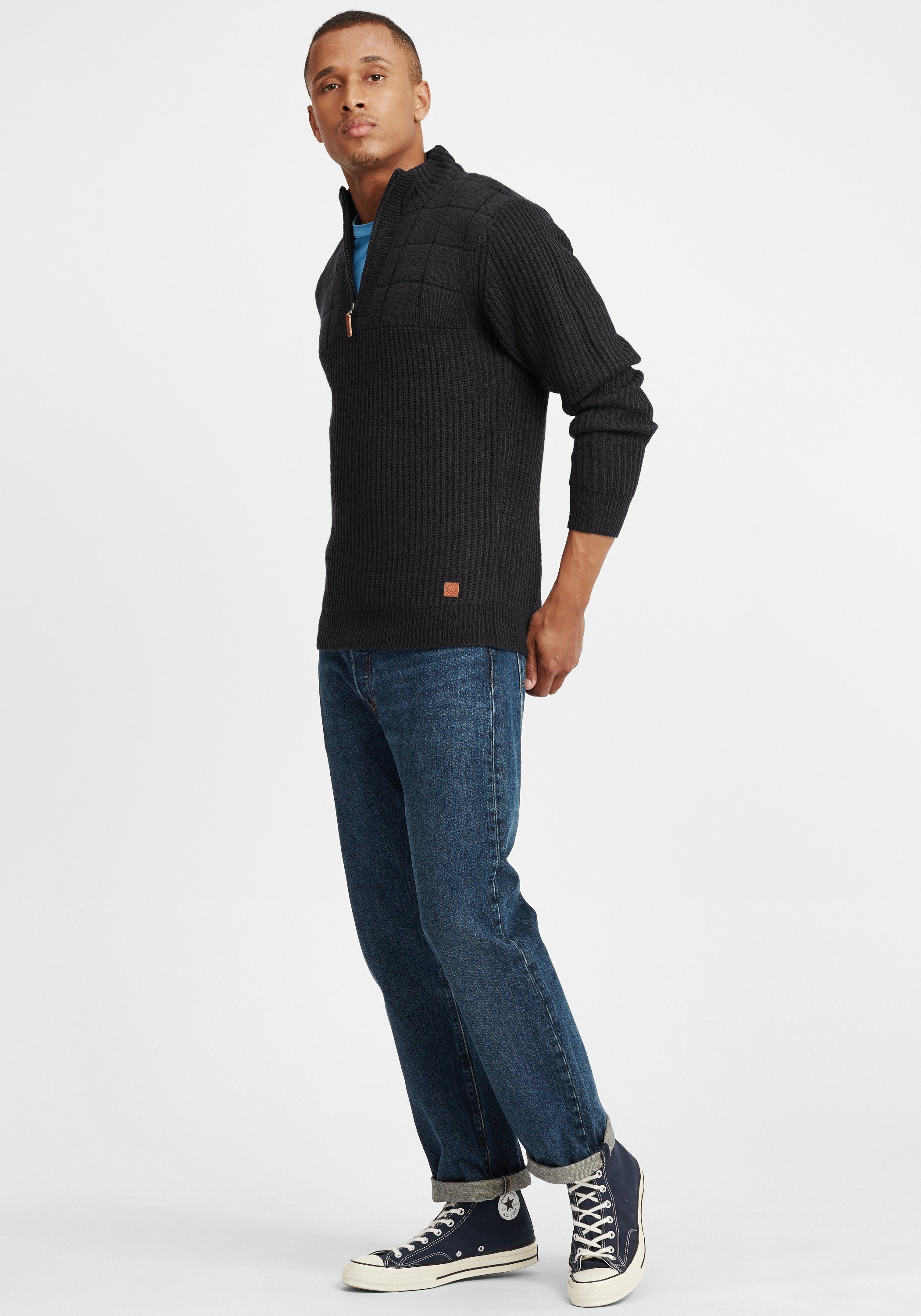 Blend Troyer BHOstuta Grobstrick-Troyer mit Stehkragen