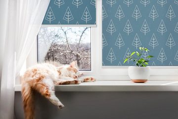 Verdunklungsrollo Bäume im Regen Modern für Fenster Lichtdurchlässig, Tulup, halbtransparent, Verschraubung, Bedruckt