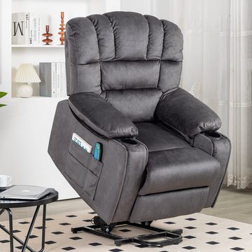 Sweiko TV-Sessel, Sessel mit 2 Seitentaschen und 2 Getränkehaltern, Massage und Heizung