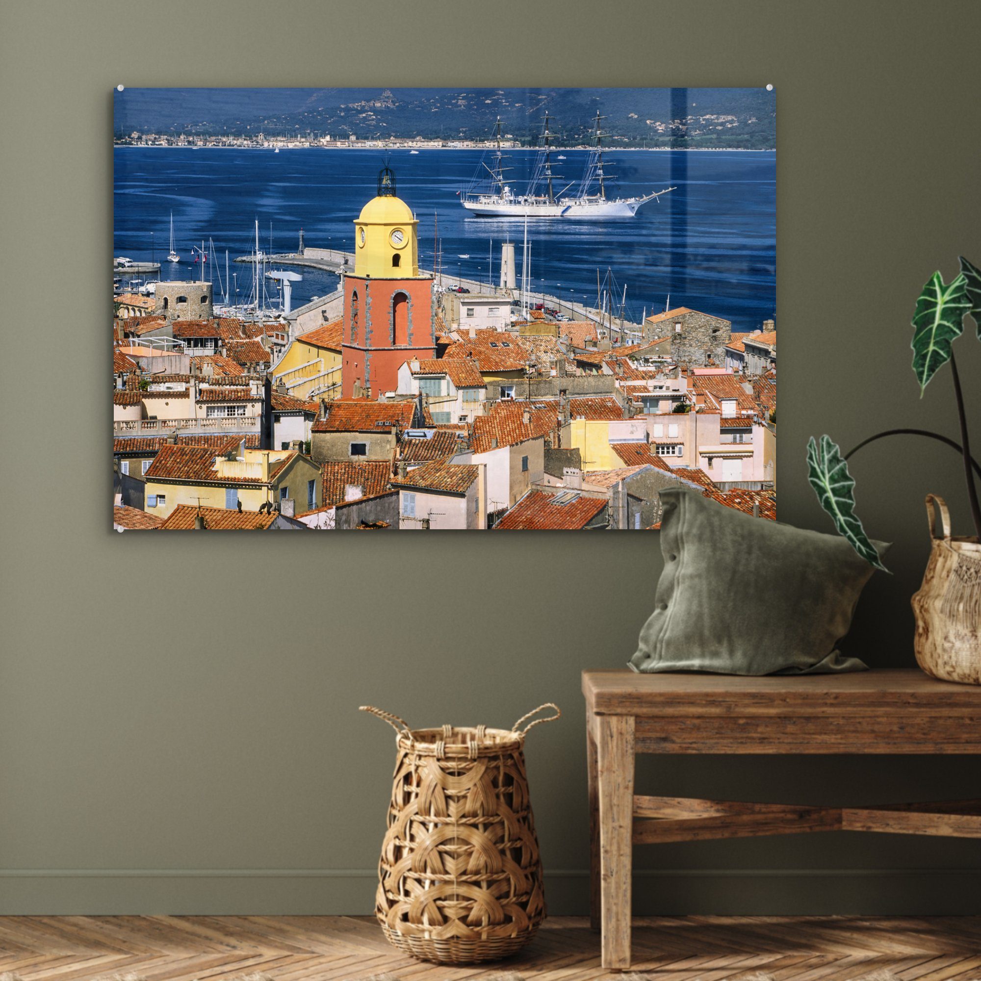 Saint-Tropez (1 St), & Mittelmeer Acrylglasbild in das Schlafzimmer und Frankreich, MuchoWow Acrylglasbilder Wohnzimmer blaue