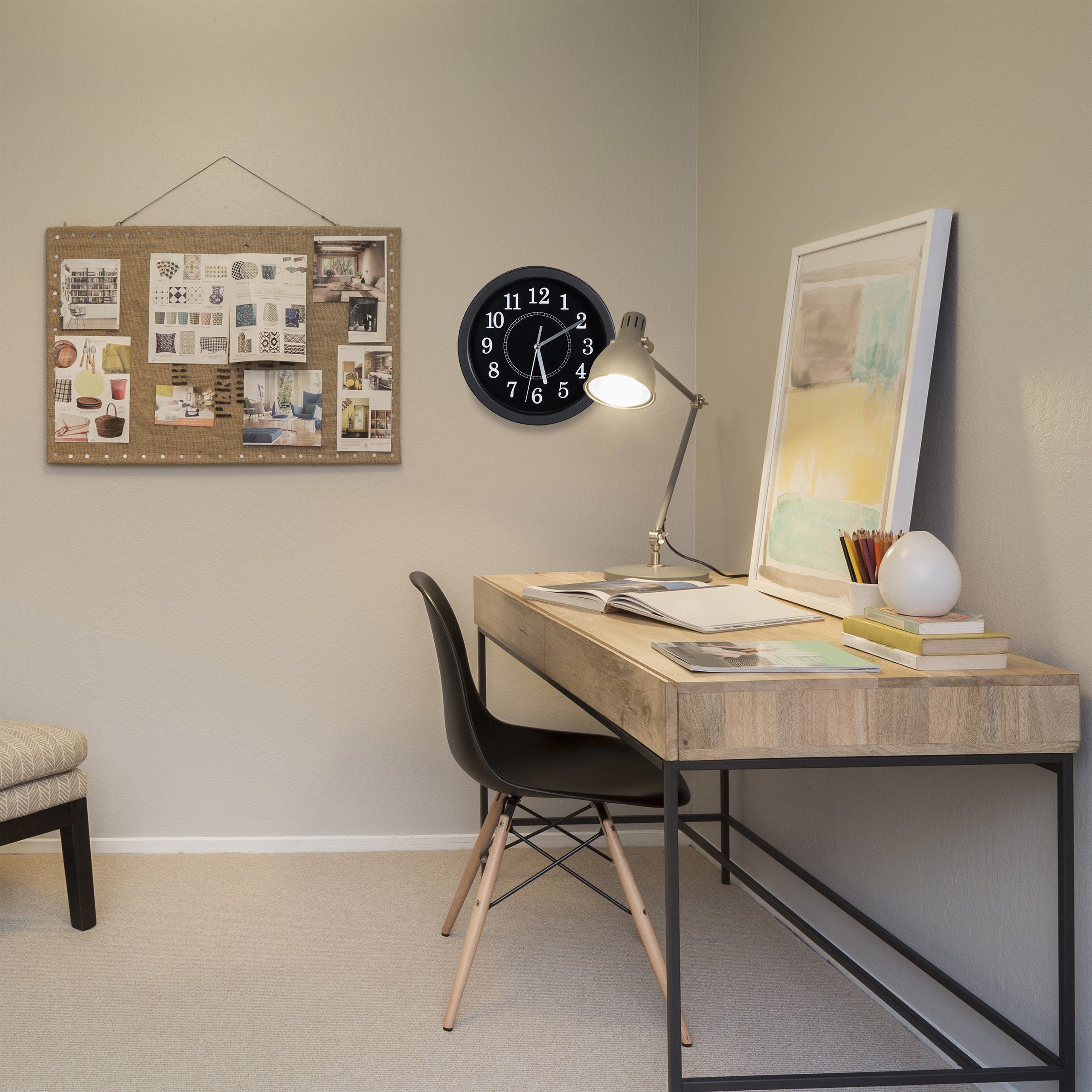 relaxdays Wanduhr rund 20cm (schwarz)