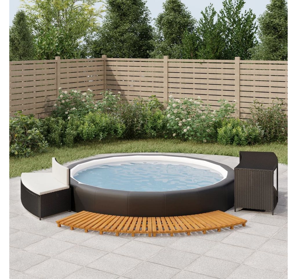 Thumbnail - vidaXL Whirlpool Whirlpool-Umrandung Schwarz Polyrattan und Massivholz Akazie