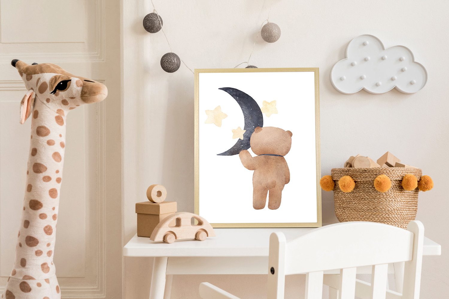 Bild mit Rahmen Bär mit Halbmond