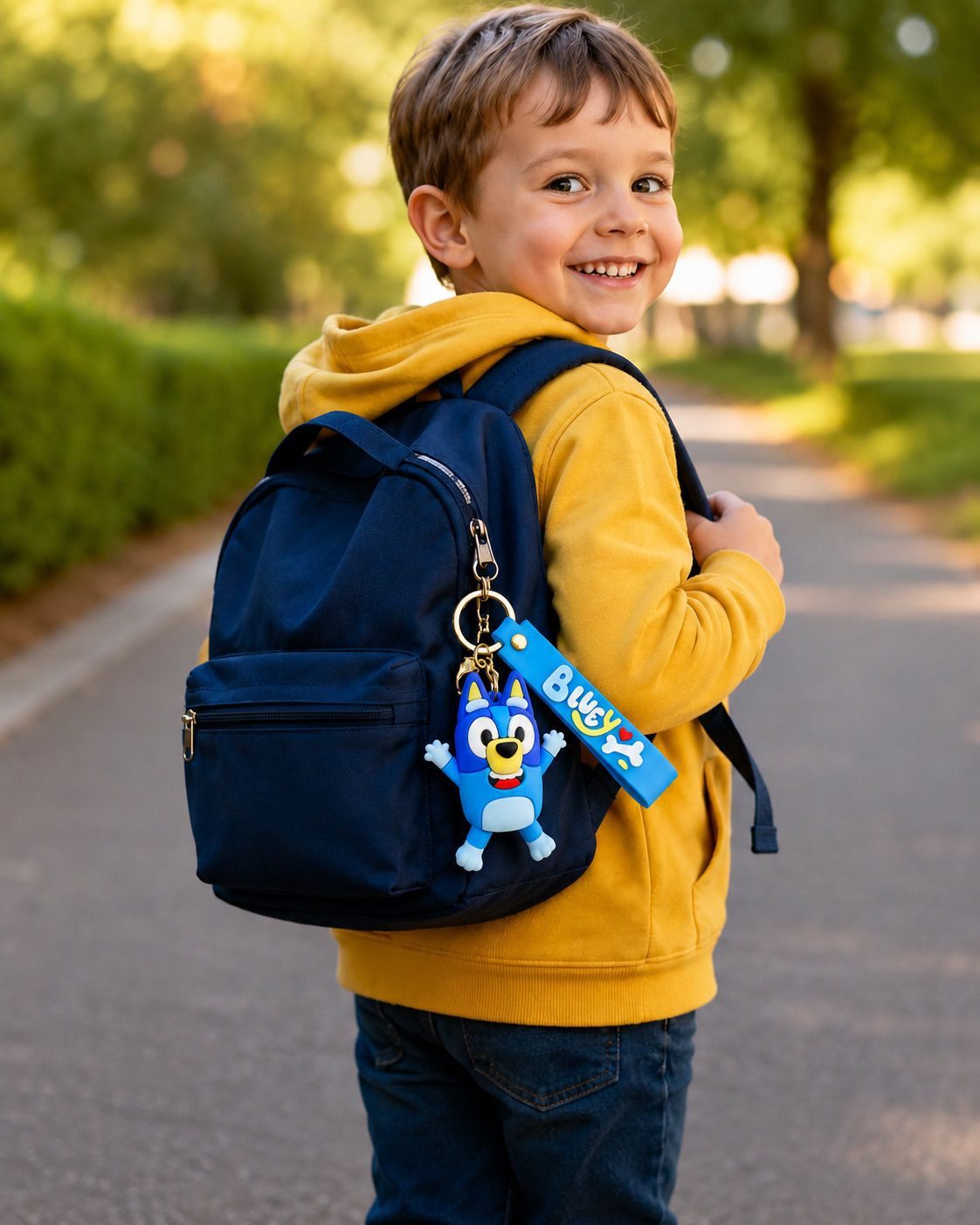 soma Schlüsselanhänger Bluey Bandit Heeler 3D Schlüsselanhänger 6,5cm Sammelfigur,1 Stück (Set, 1-tlg., Geschenk-Set), Silikonanhänger mit Metallring für Rucksack, Tasche & Schule