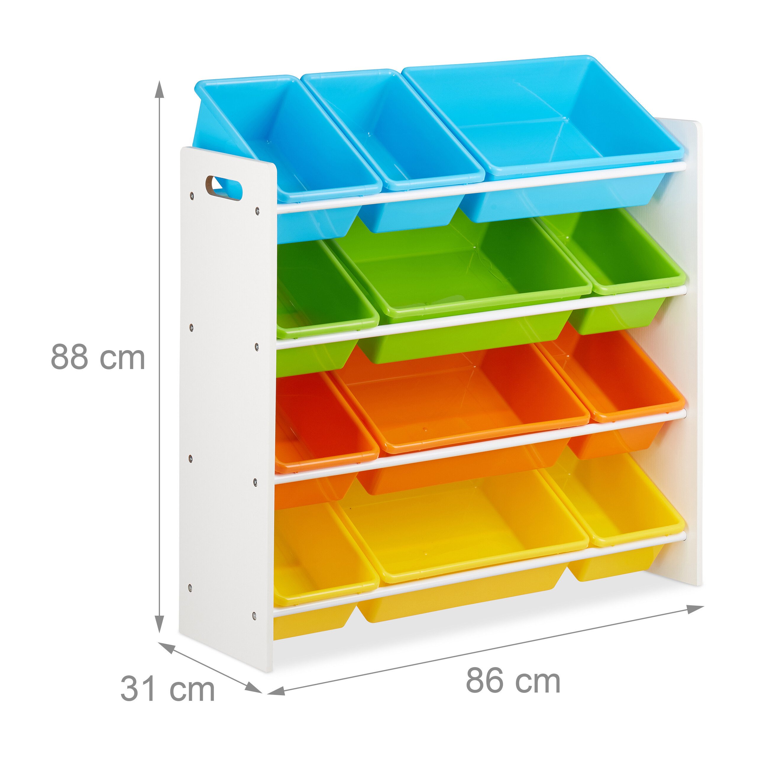 relaxdays Standregal Kinderregal mit Regalboxen, XL