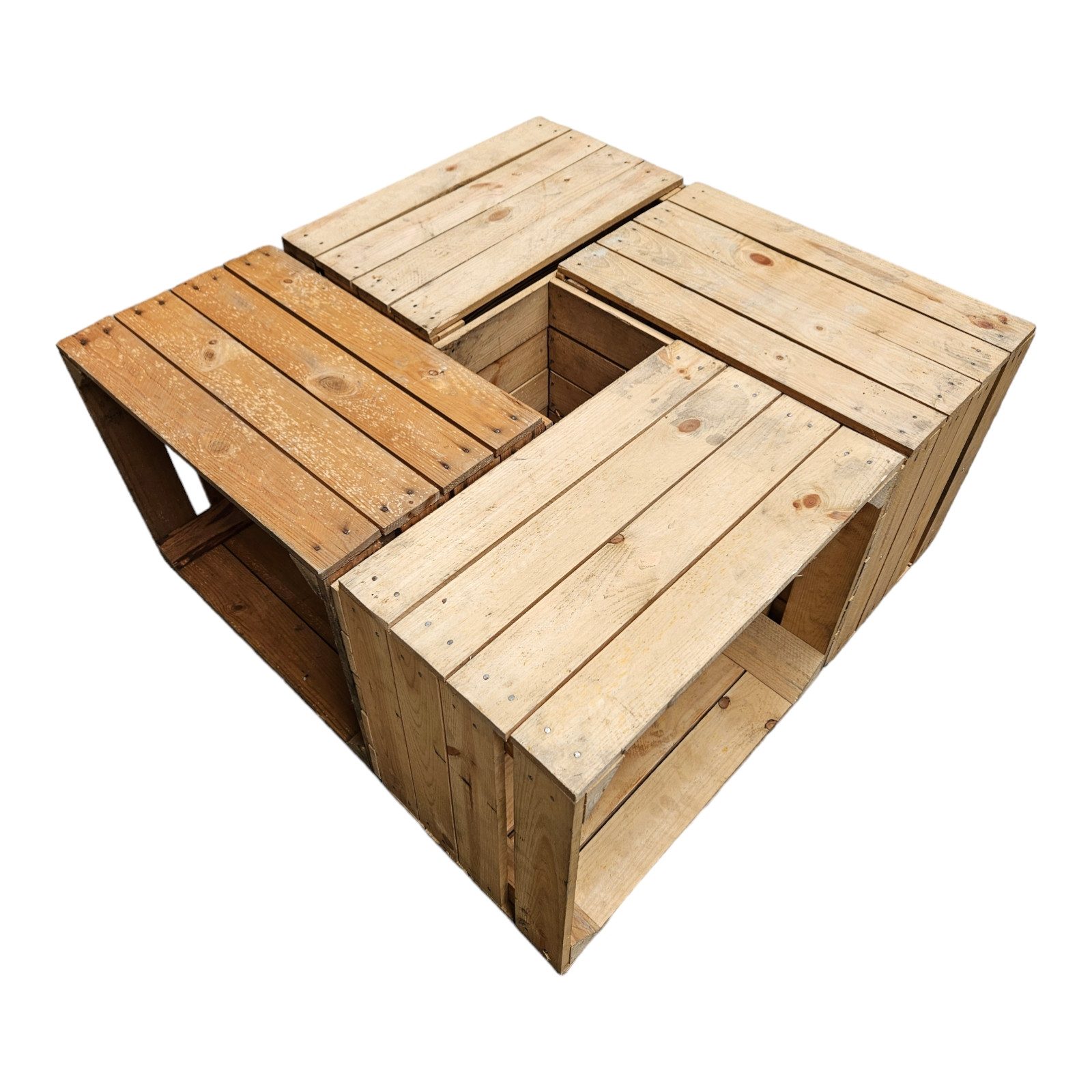 Teramico Holzkiste Holzkisten 4er Set 50 x 40 x 30cm Vintage Natur, Vintage Obstkiste