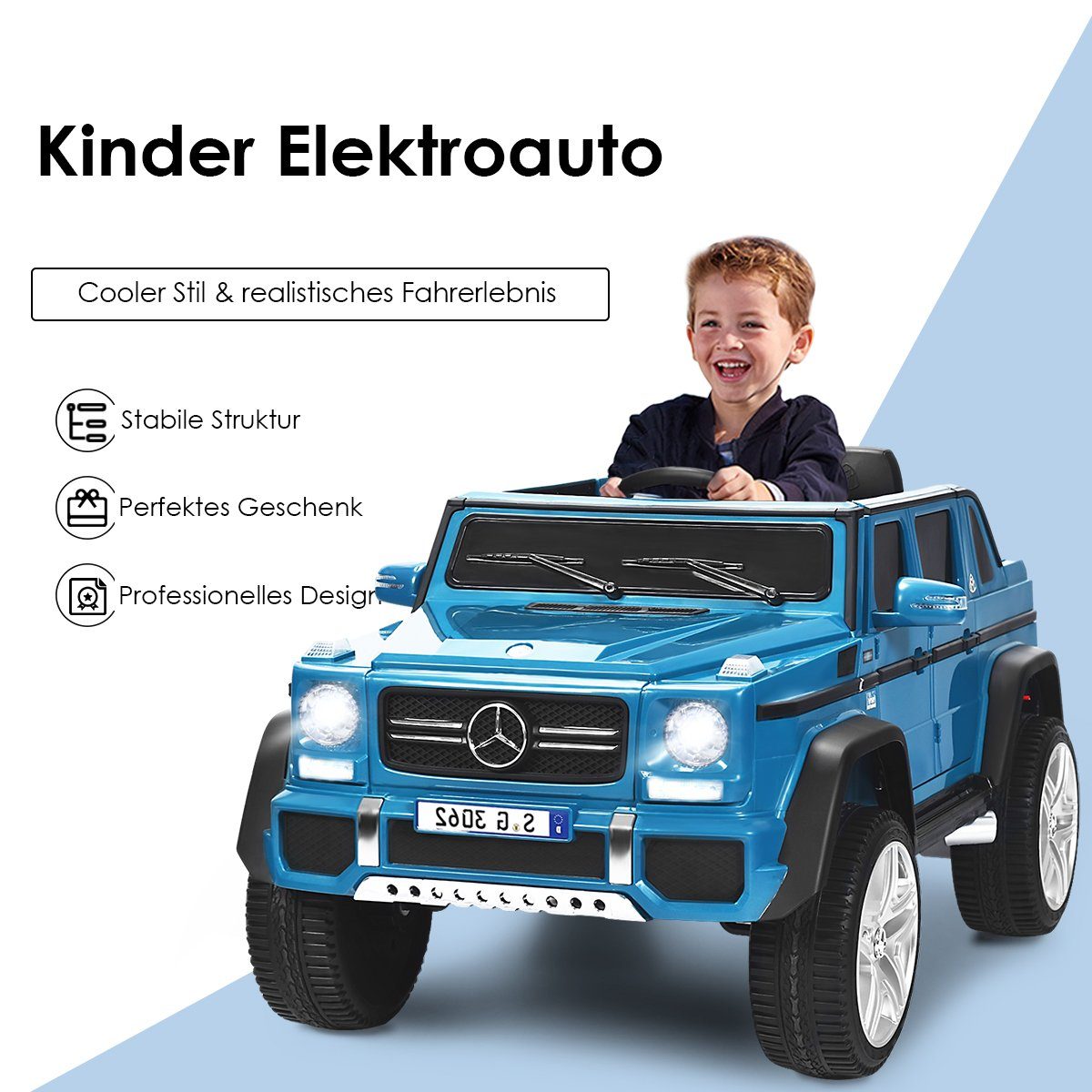 COSTWAY Elektro-Kinderauto Mercedes Benz, mit Musik & LED, 2,5-5,5km/h