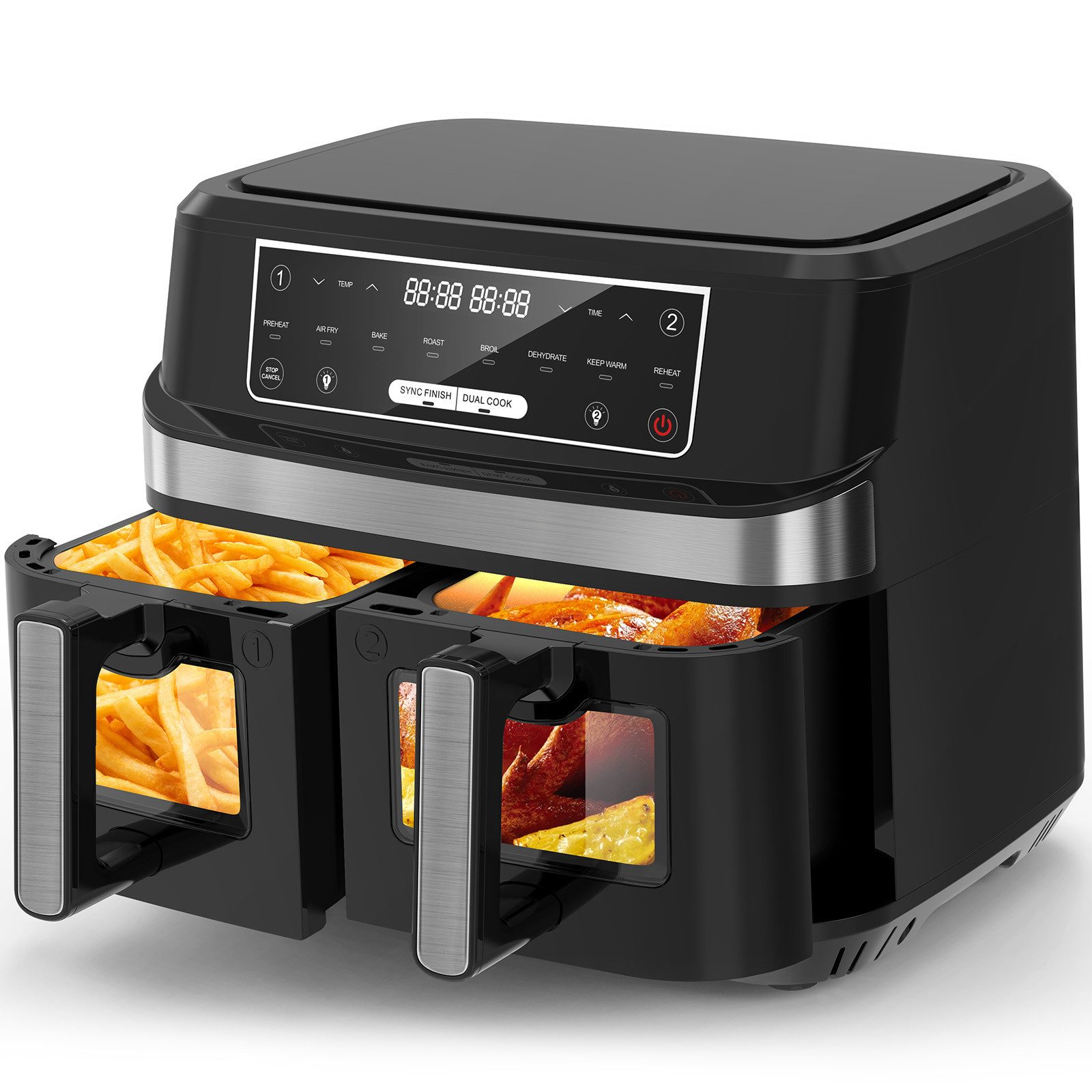 Fofile Heißluftfritteuse, 2600 W, Intelligenten Sprachwarnsystem, Timer-Funktion, Einfache Bedienung