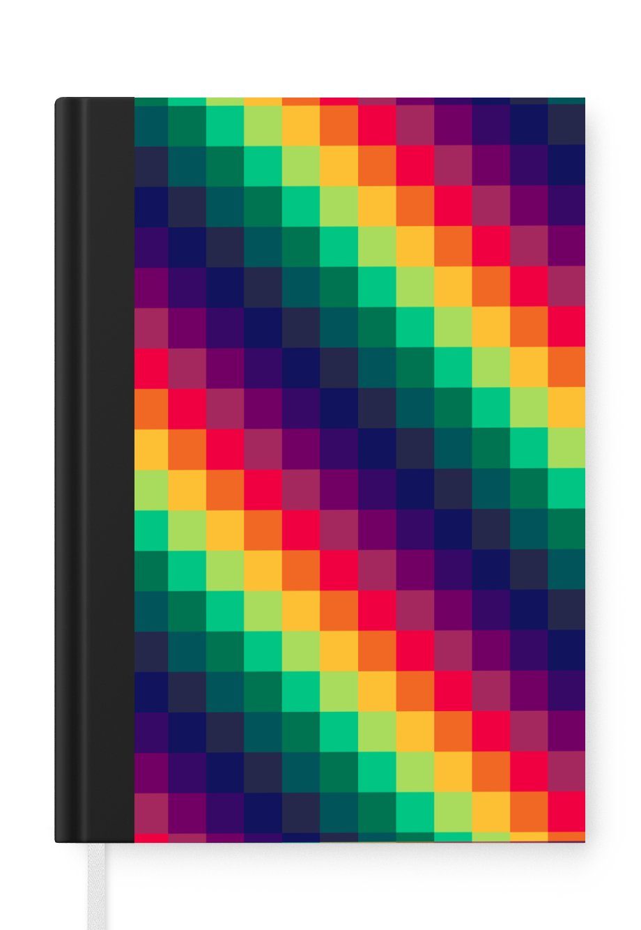 MuchoWow Notizbuch Regenbogen - Muster - Pixel, Journal, Merkzettel, Tagebuch, Notizheft, A5, 98 Seiten, Haushaltsbuch
