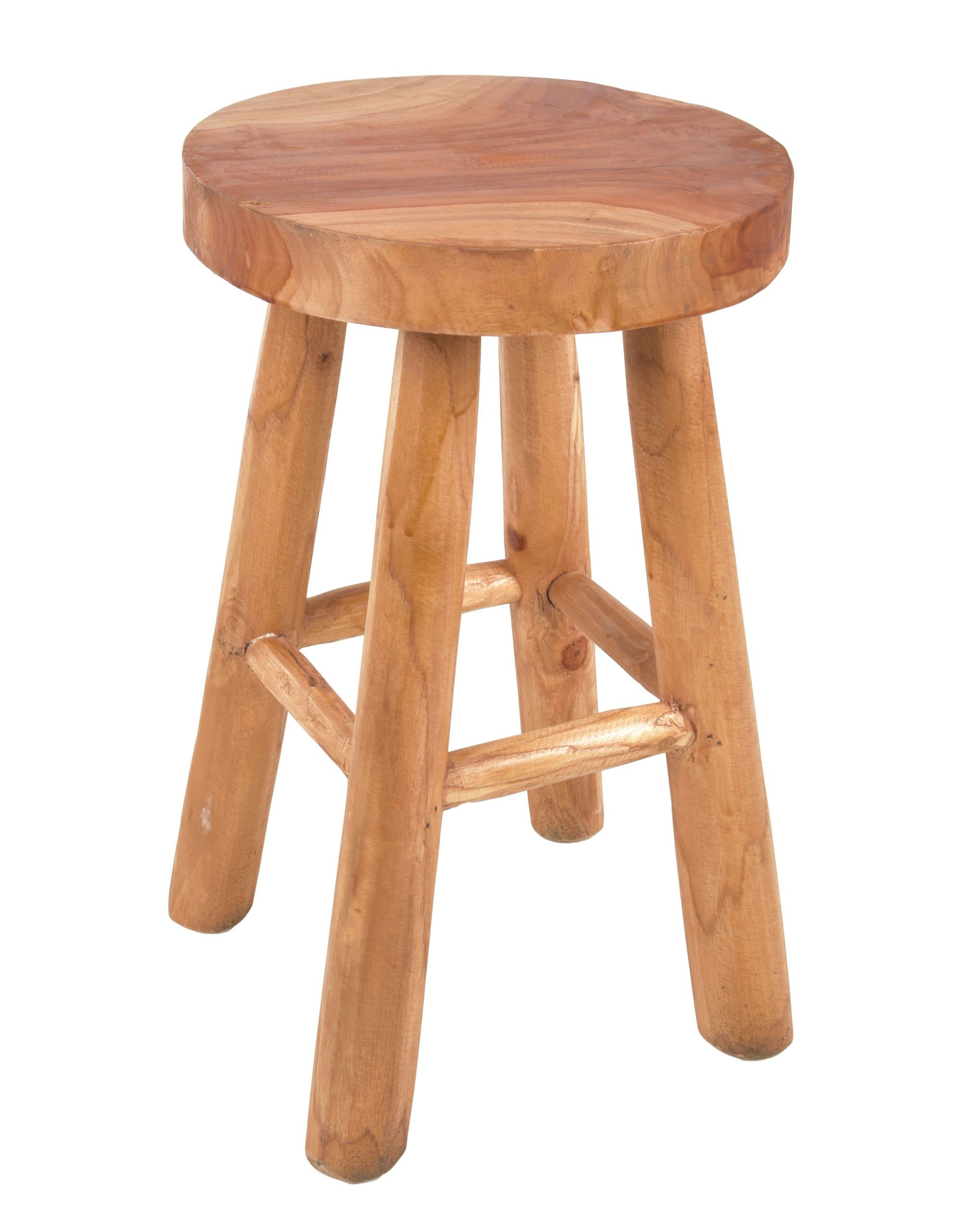 Spetebo Sitzhocker Teak Sitzhocker natur Ø 29 cm (fertig montiert, 1 St., O günstig online kaufen