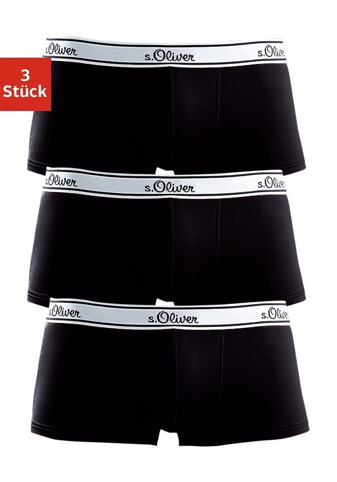 s.Oliver Boxershorts (Packung, 3-St) schöne Retro Pants in Hipster-Form schwarz