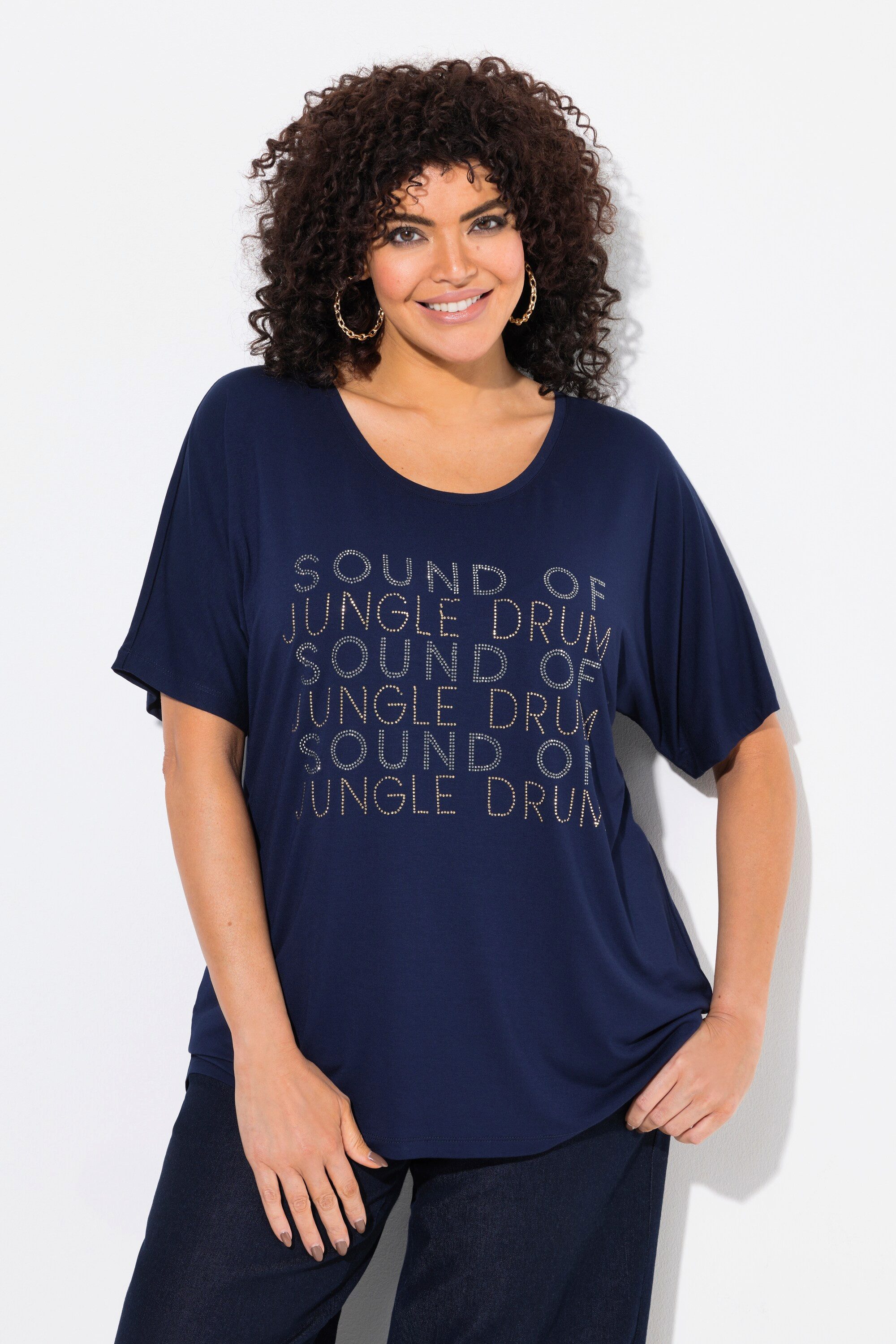 Ulla Popken T-Shirt T-Shirt Schriftmotiv oversized günstig online kaufen