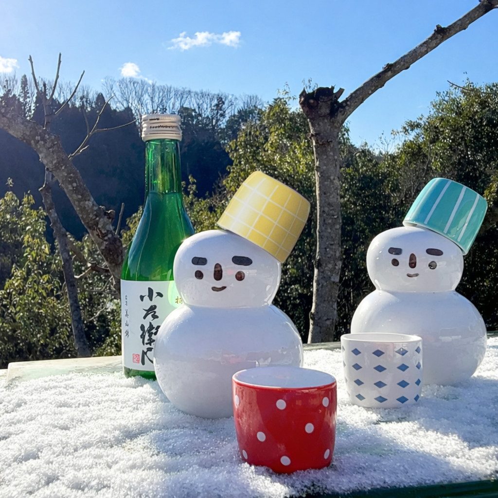 Ogura Ceramics Schnapsglas Made in Japan Snowman Sake Set fur 2