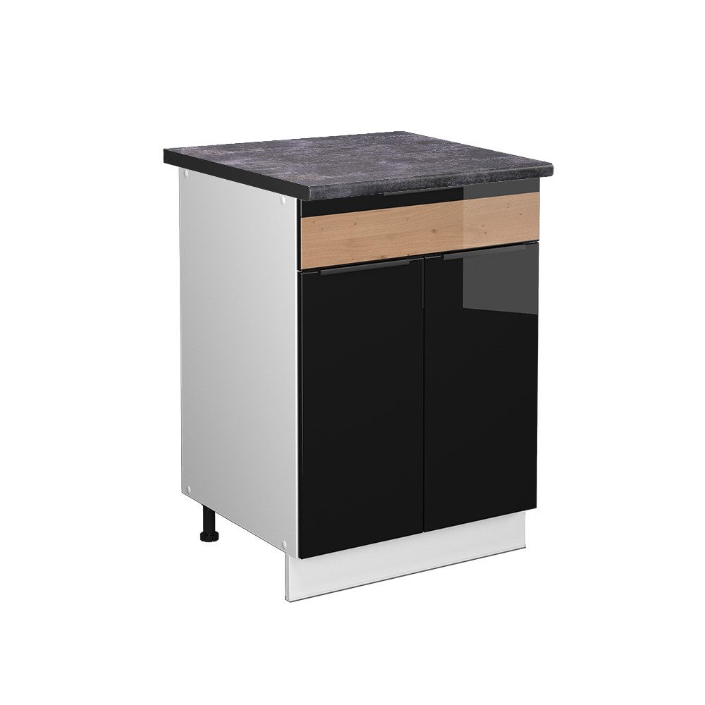 Vicco Unterschrank Fame-Line, Schwarz Eiche hochglanz/Weiß, günstig online kaufen