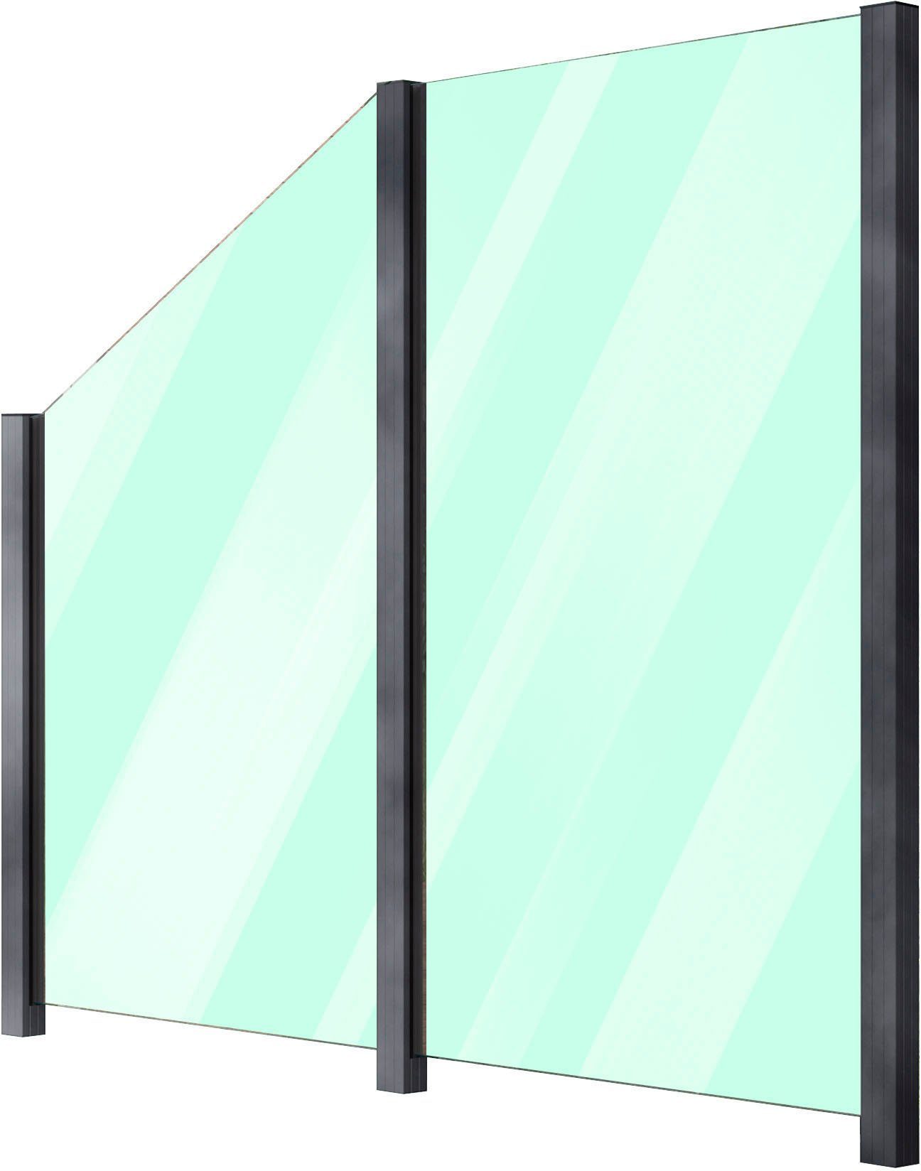 STAKET PRO Zaun, (Set), Glaszaun, Gesamtlänge: 2,29 m, 3 Pfosten