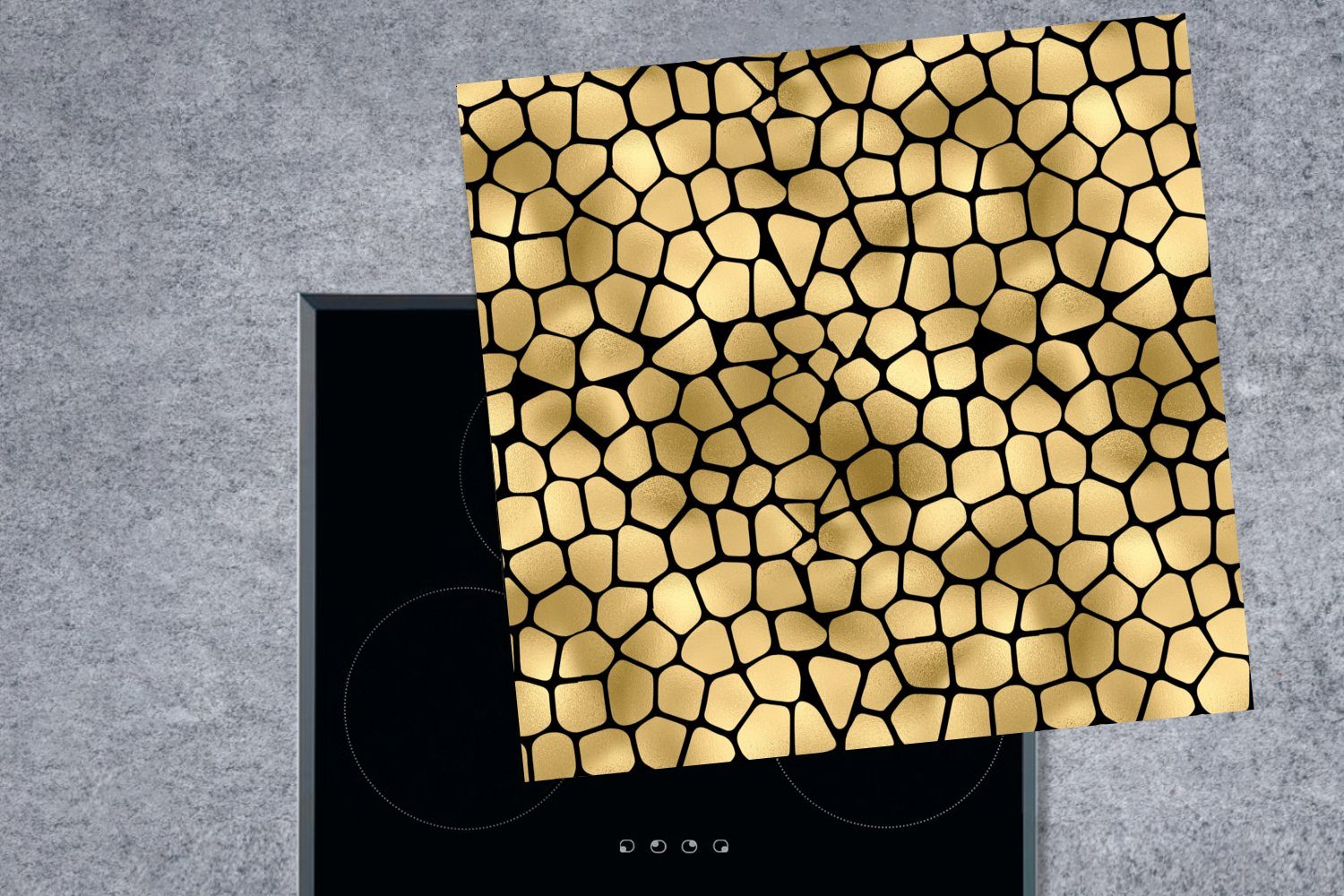 Herdblende-/Abdeckplatte tlg), Muster Ceranfeldabdeckung, cm, - Arbeitsplatte - Formen (1 Gold, für Vinyl, MuchoWow 78x78 küche