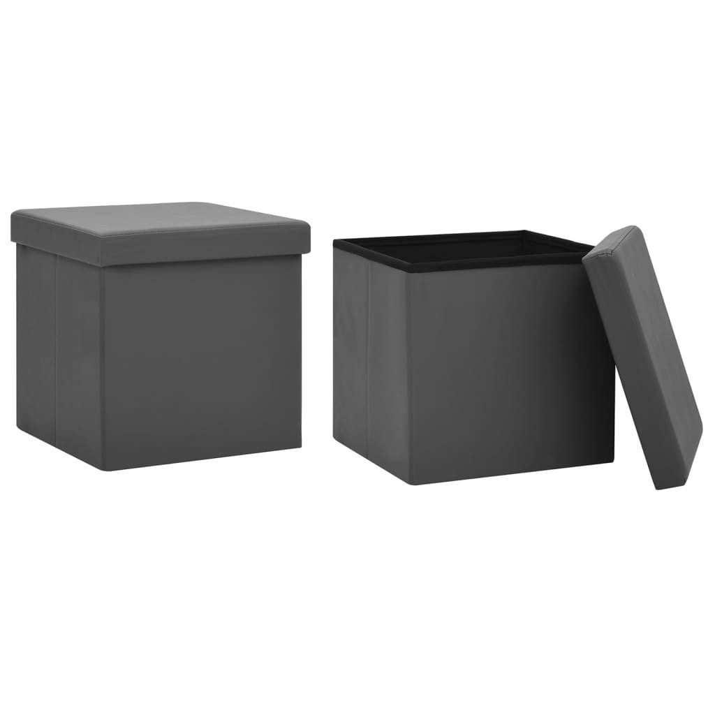 vidaXL Hocker Hocker mit Stauraum 2 Stk. Grau PVC (2 St)