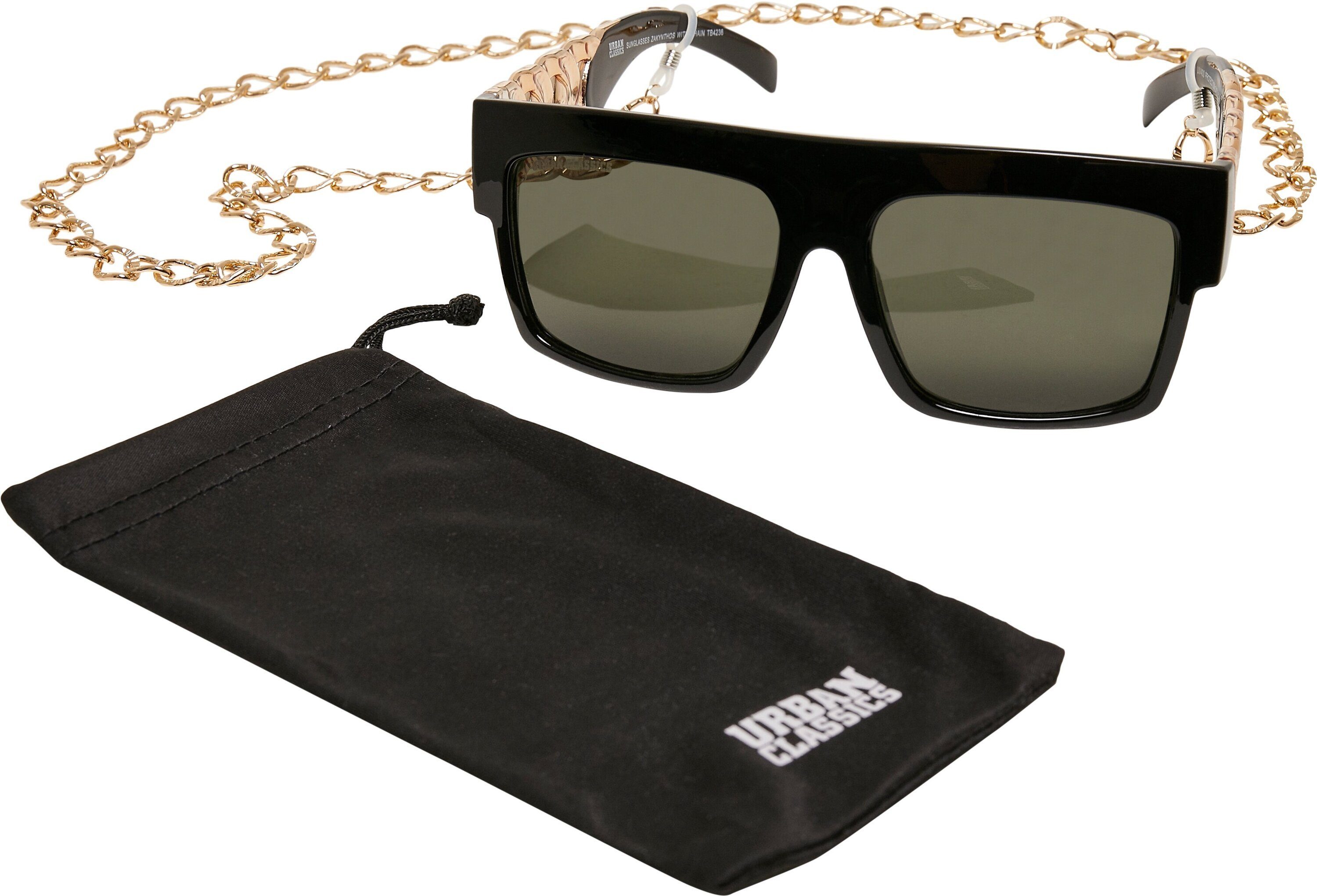 URBAN CLASSICS Sonnenbrille Accessoires Sunglasses Zakynthos with Chain black/gold