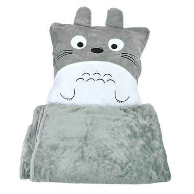 GalaxyCat Dekokissen »Flauschige Decke und Kissen für Totoro Fans, «, Totoro Set mit Kissen und Kuscheldecke