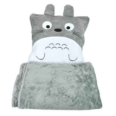 GalaxyCat Dekokissen Flauschige Decke und Kissen für Totoro Fans, Totoro Set mit Kissen und Kuscheldecke