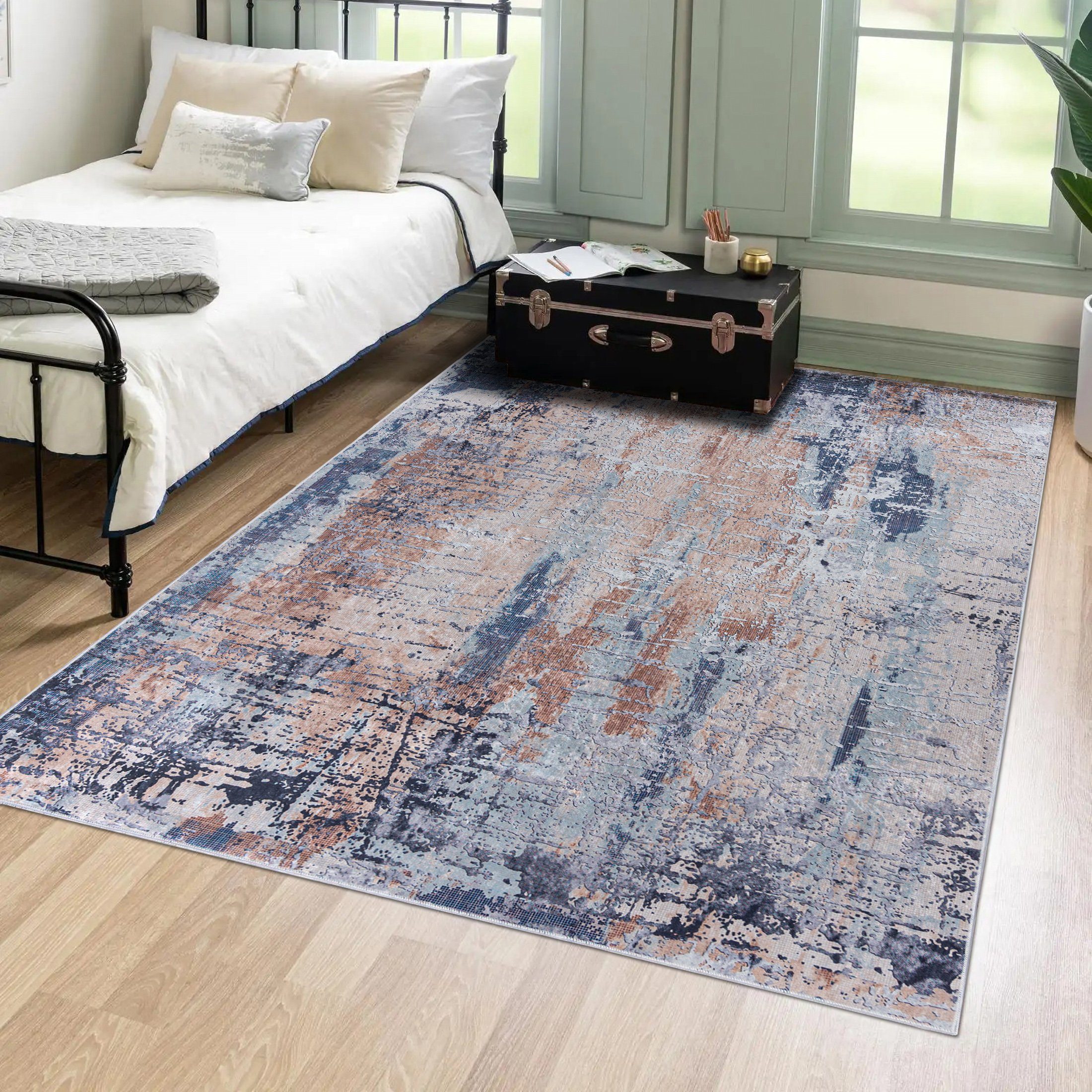 Mazovia Designteppich Modern Teppich für Wohnzimmer, Schlafzimmer, Esszimmer, 80 x 150 cm, Kurflor, Waschbar in Waschmaschine, Höhe 5 mm, Rutschfest – Bild 2 von 5
