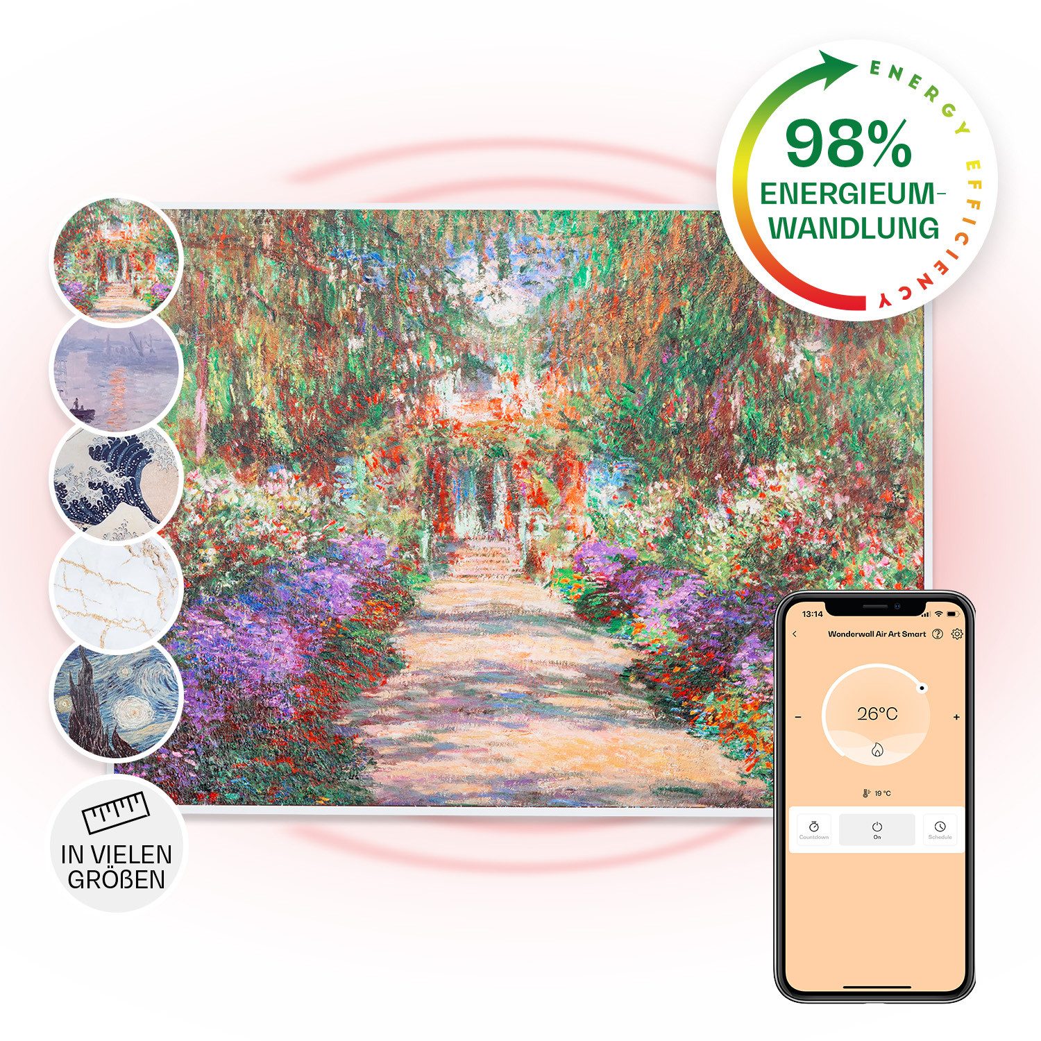 Klarstein Heizkörper Wonderwall Air Art Smart, elektrische Infrarot Wandheizung Thermostat Bild Heizung elektrisch