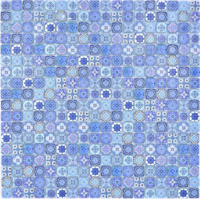 Mosani Mosaikfliesen Glasmosaik Mosaik Retro Marokkanische Optik pastell blau