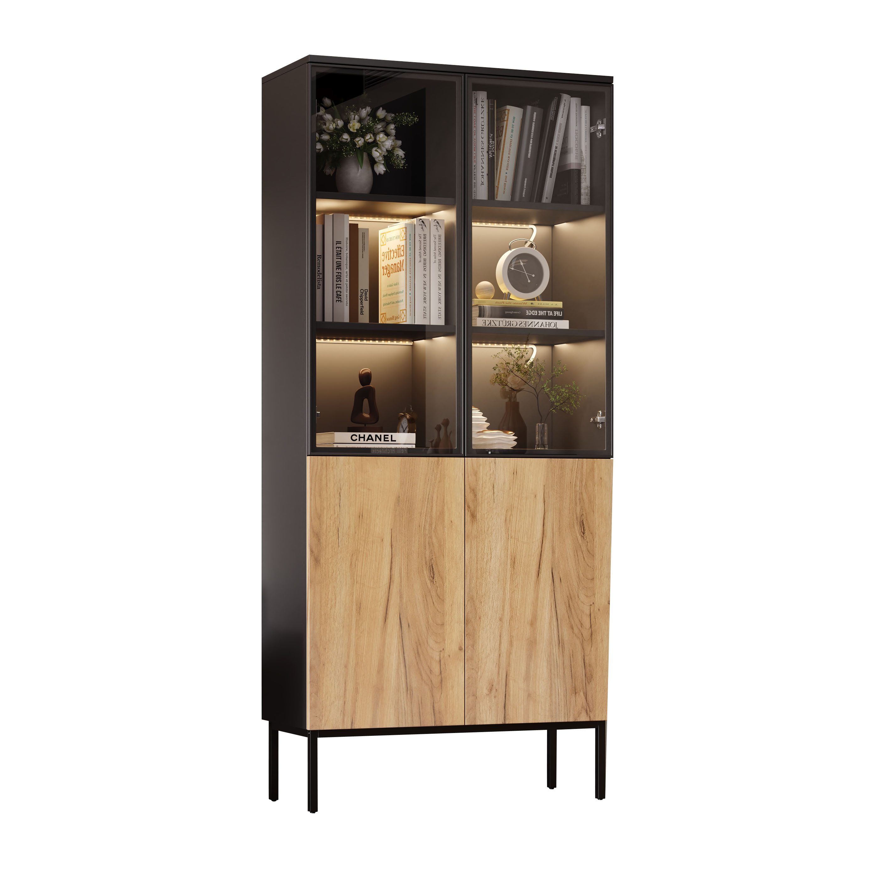 KLAM HOME Vitrine 180cm Hochschrank mit günstig online kaufen