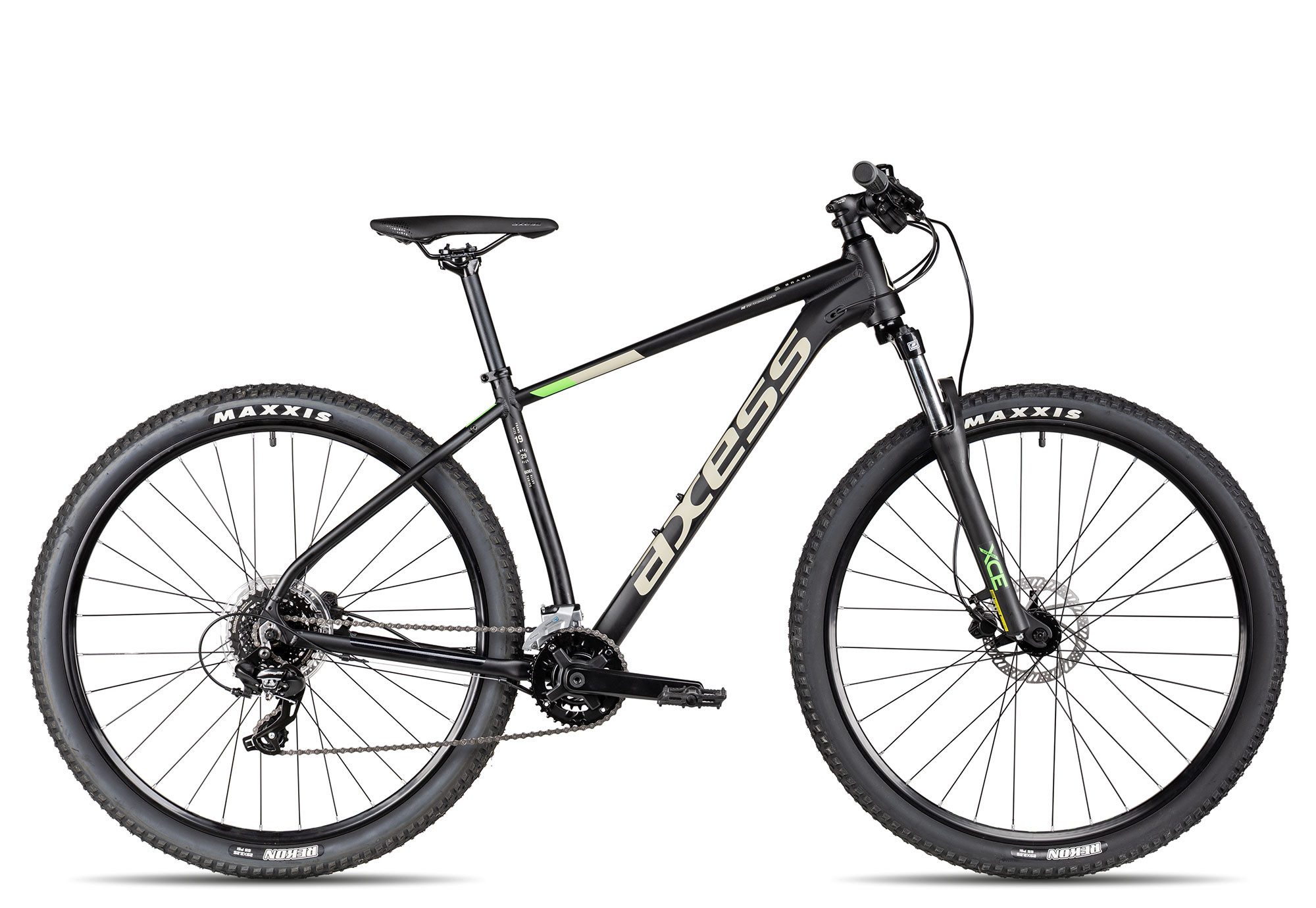 Axess Mountainbike BRASH, 16 Gang Shimano RD-TX800- 8 Schaltwerk, Kettenschaltung, MTB-Hardtail Herrenfahrrad 29 Zoll schwarz/grau