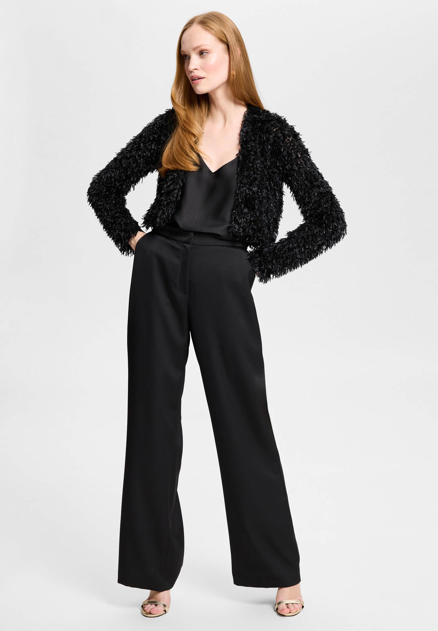SWING Boleroblazer - Jersey Bolero mit fedriger Optik