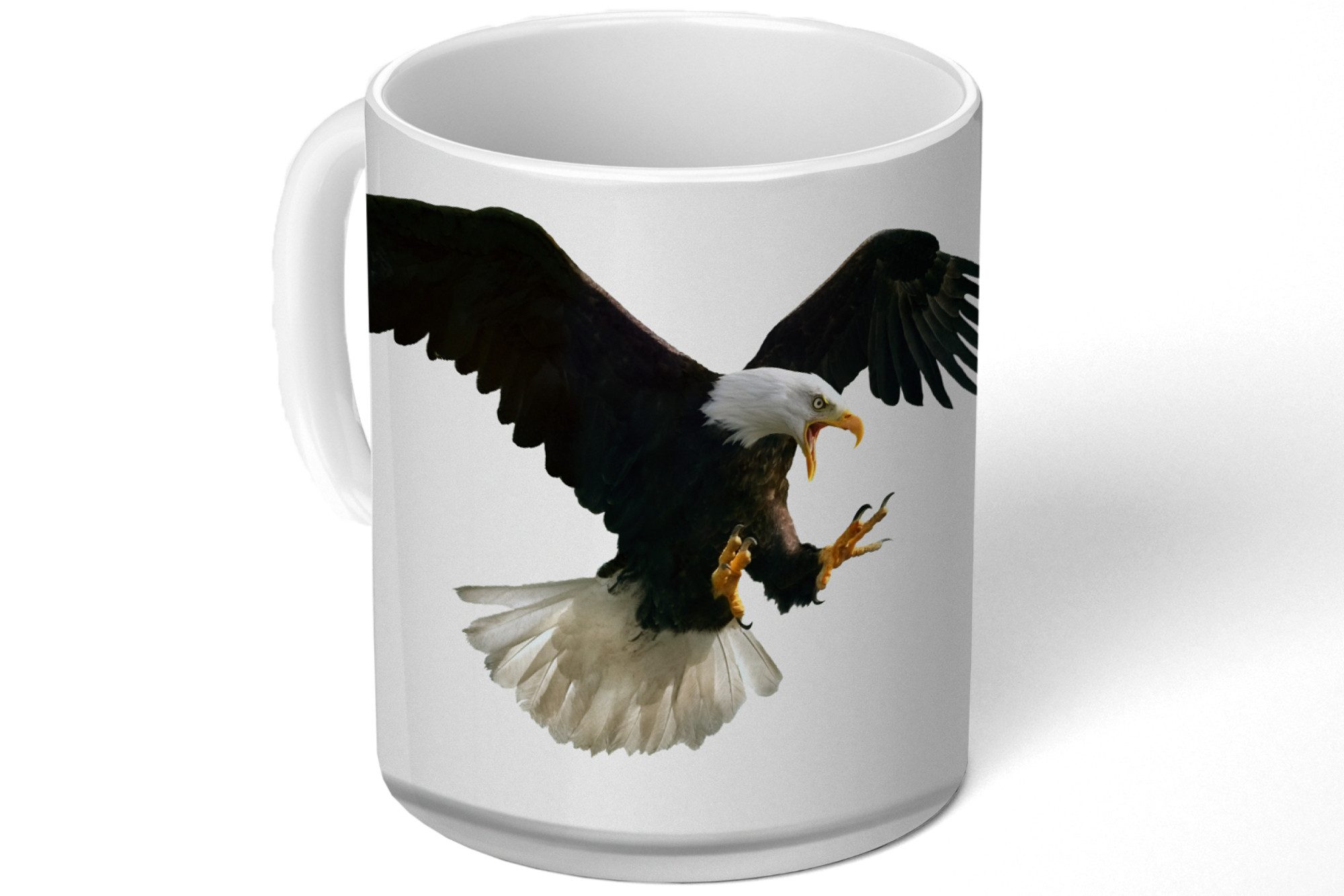 MuchoWow Tasse Adler - Vogel - Weiß, 1-tlg., Keramik, Kaffeetassen, Teetasse, Becher, Kaffeebecher, Geschenk