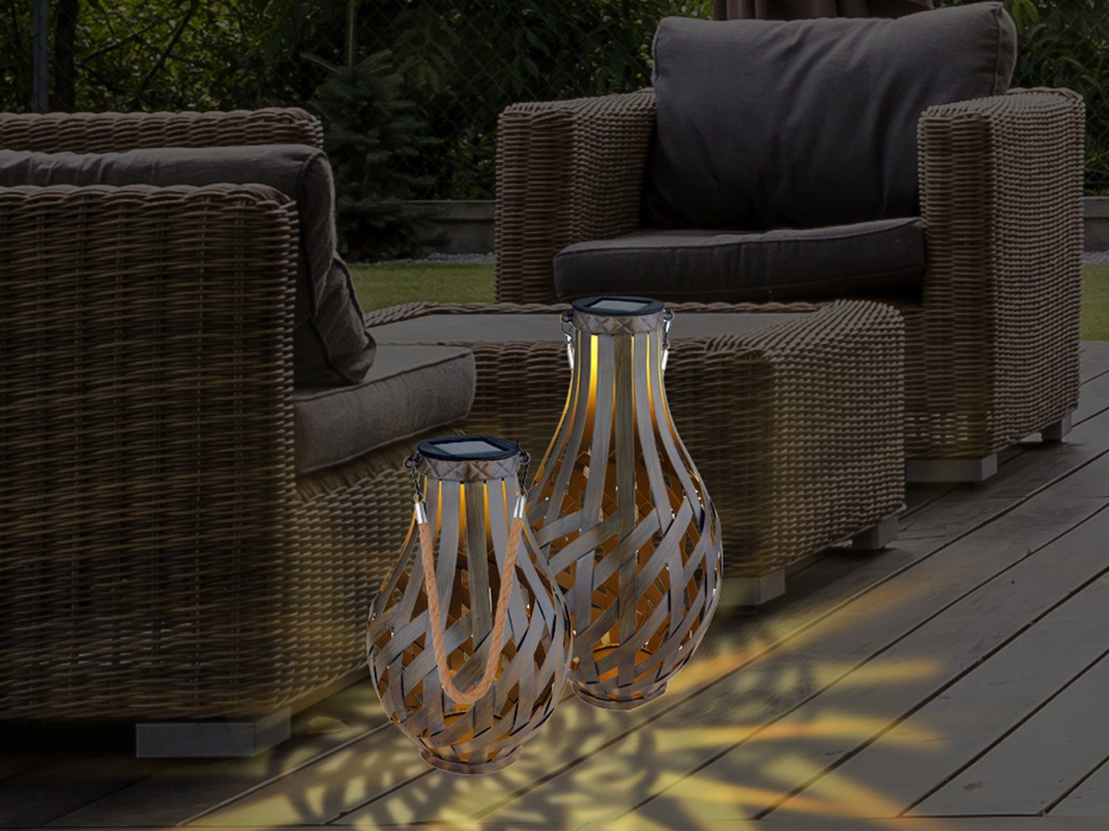 meineWunschleuchte LED Solarleuchte, 2er Set Solarlaterne hängend