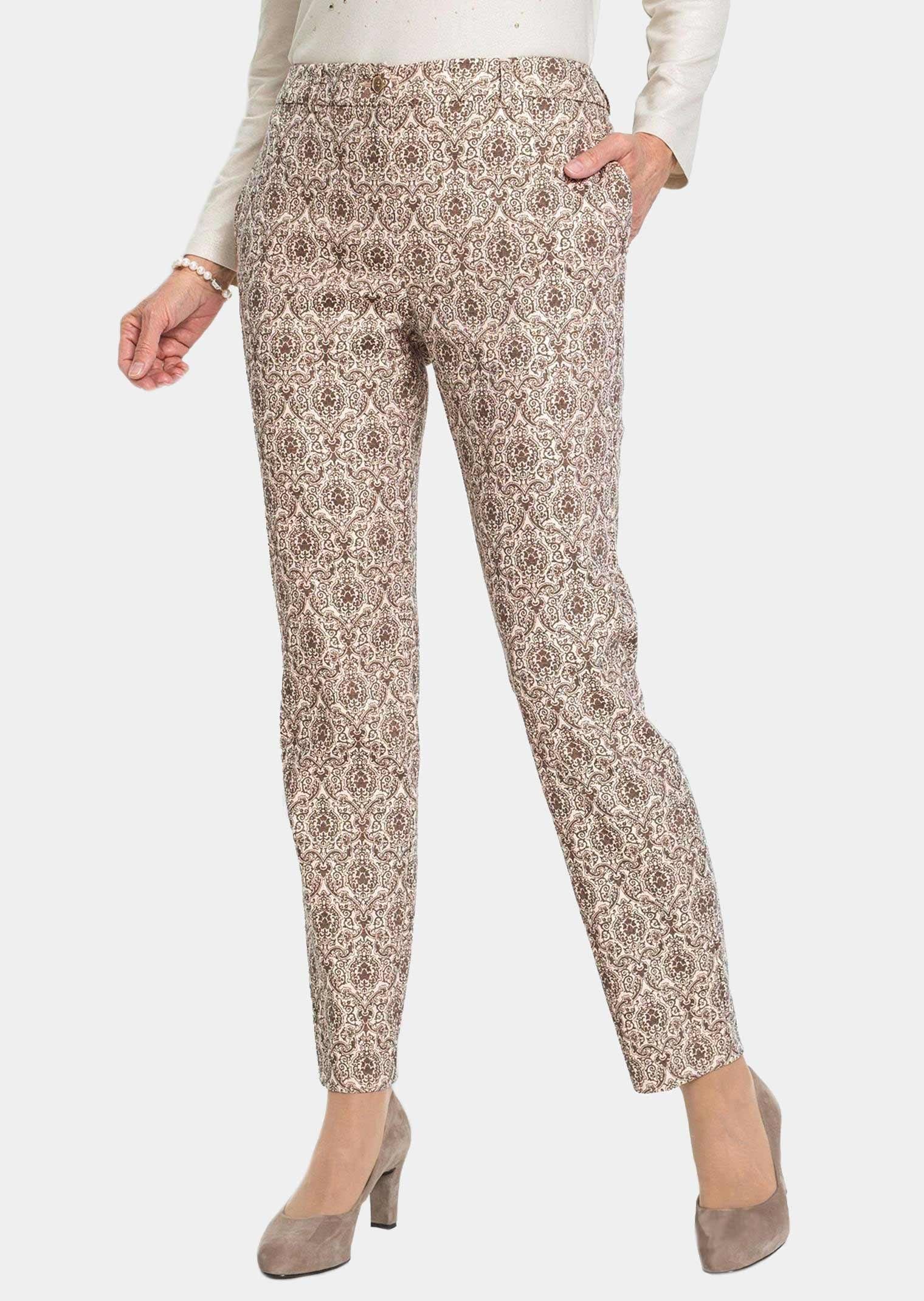 GOLDNER Stoffhose Jacquard-Stretchhose mit feinem Glanz